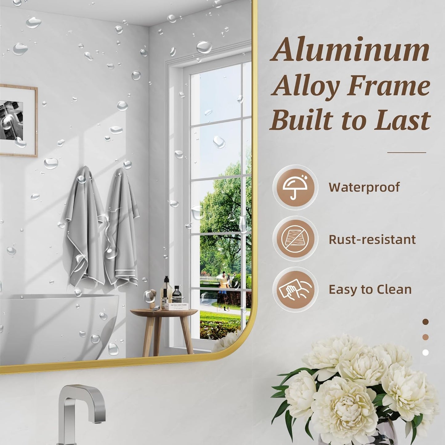 Bathroom Mirror 55" x 36", Large Rectangle Wall Mirror, Gold Metal Frame Wall Mounted Mirrors for Bathroom, Vanity, Bedroom, Entryway Decor(Horizontal/Vertical)