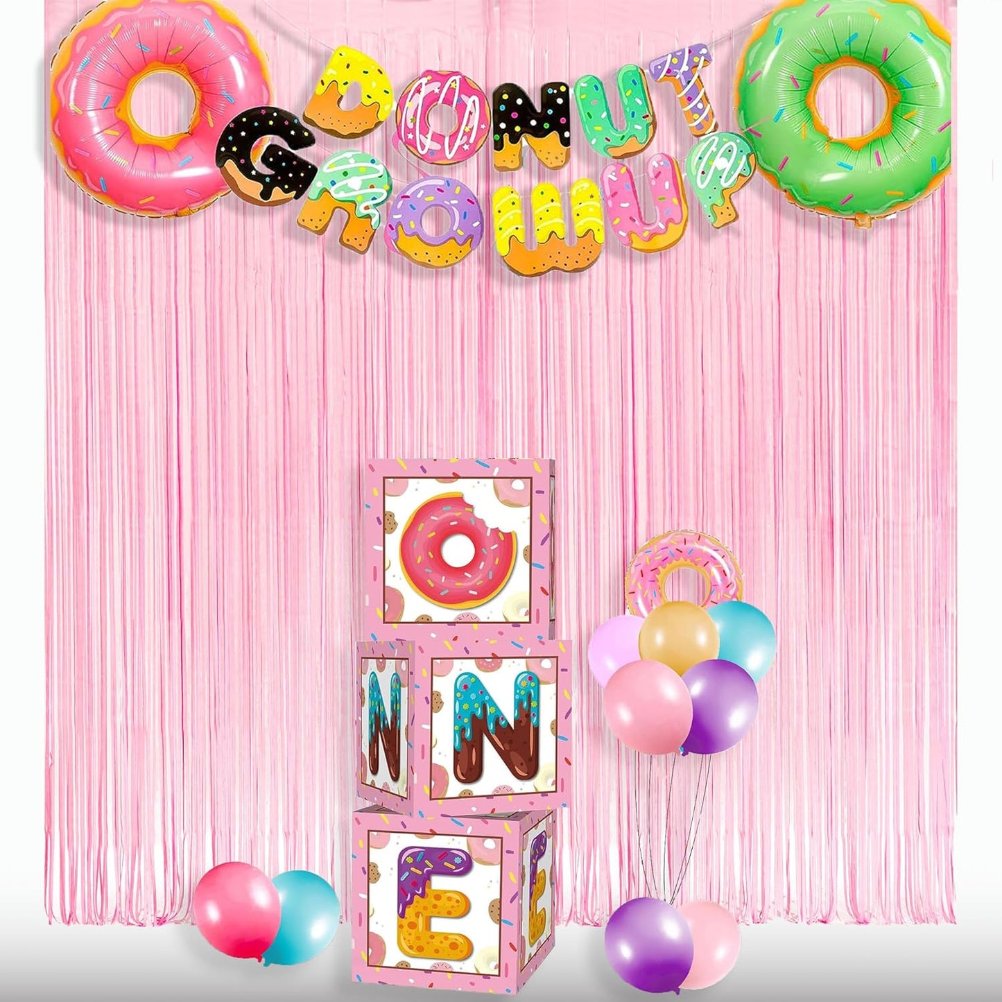 Pastel Pink Party Backdrop Decoration - GREATRIL Baby Pink Foil Fringe Streamers for Baby/Boo Day/Valentines/Cowgirl/Sweet/Cloud/Unicorn/Princess/Bow Themed - 3.2ft X 8.2ft - 2 Packs