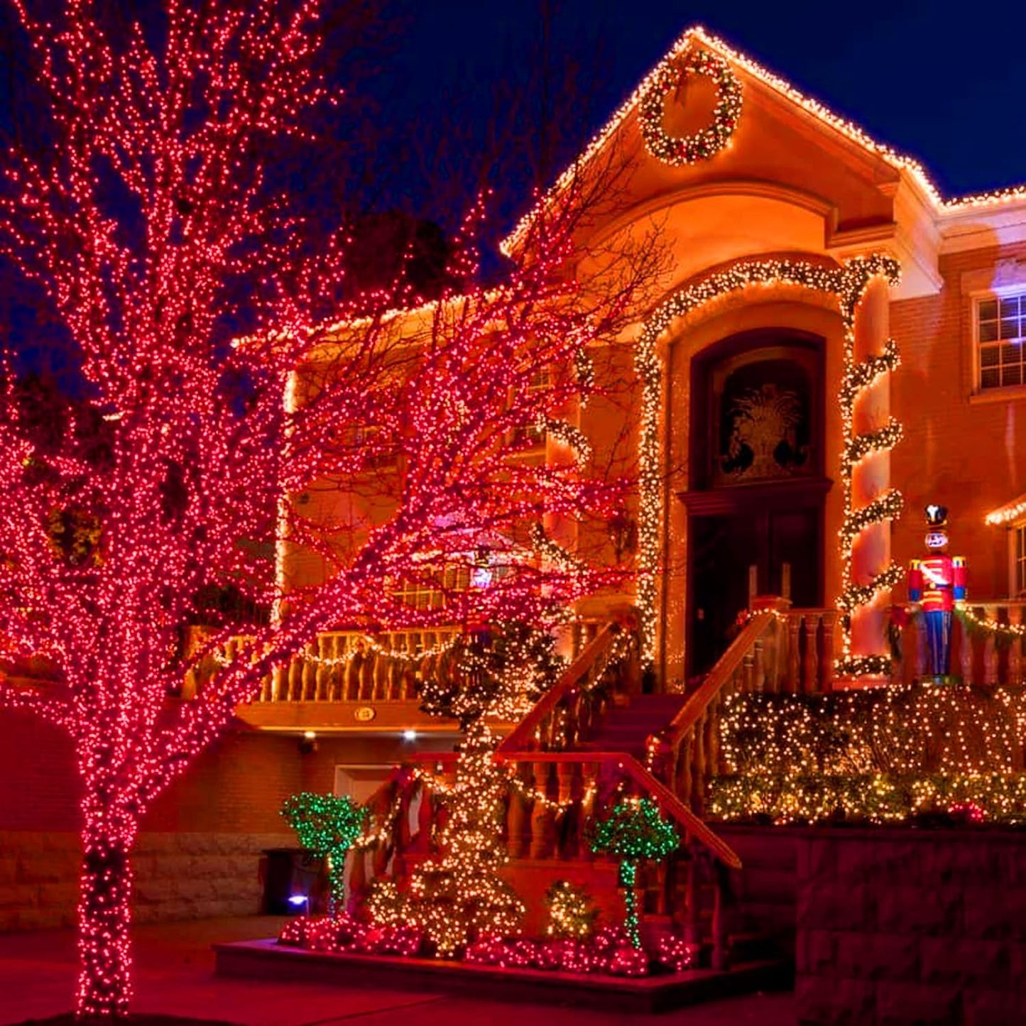 Dazzle Bright 300 LED Christmas String Lights, 100 FT Connectable Waterproof String Lights Green Wire with 8 Modes Christmas Decoration for Indoor Outdoor Party Yard Garden Decor (Red)