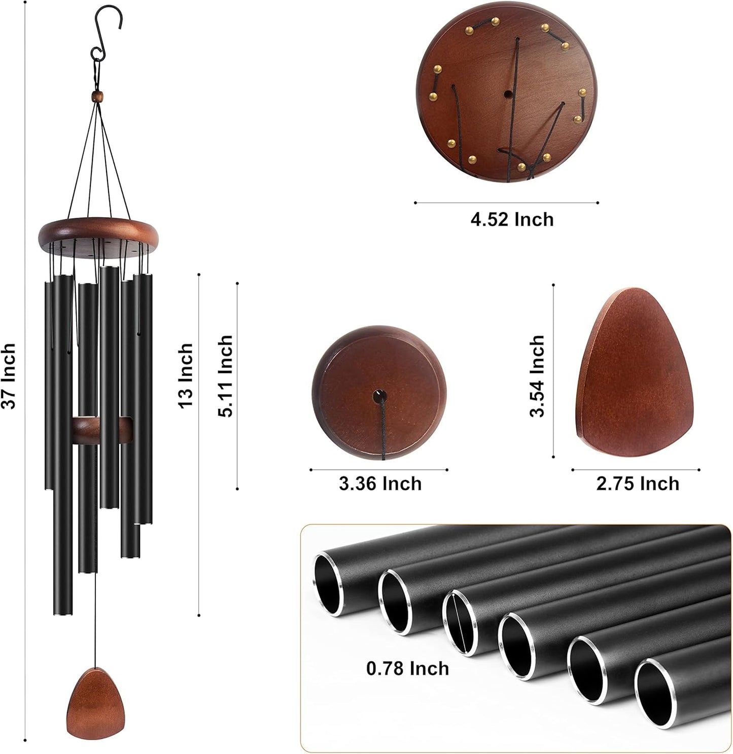 Wind Chimes for Outside, 37 inch Large Metal Wind Chimes Outdoor (3)