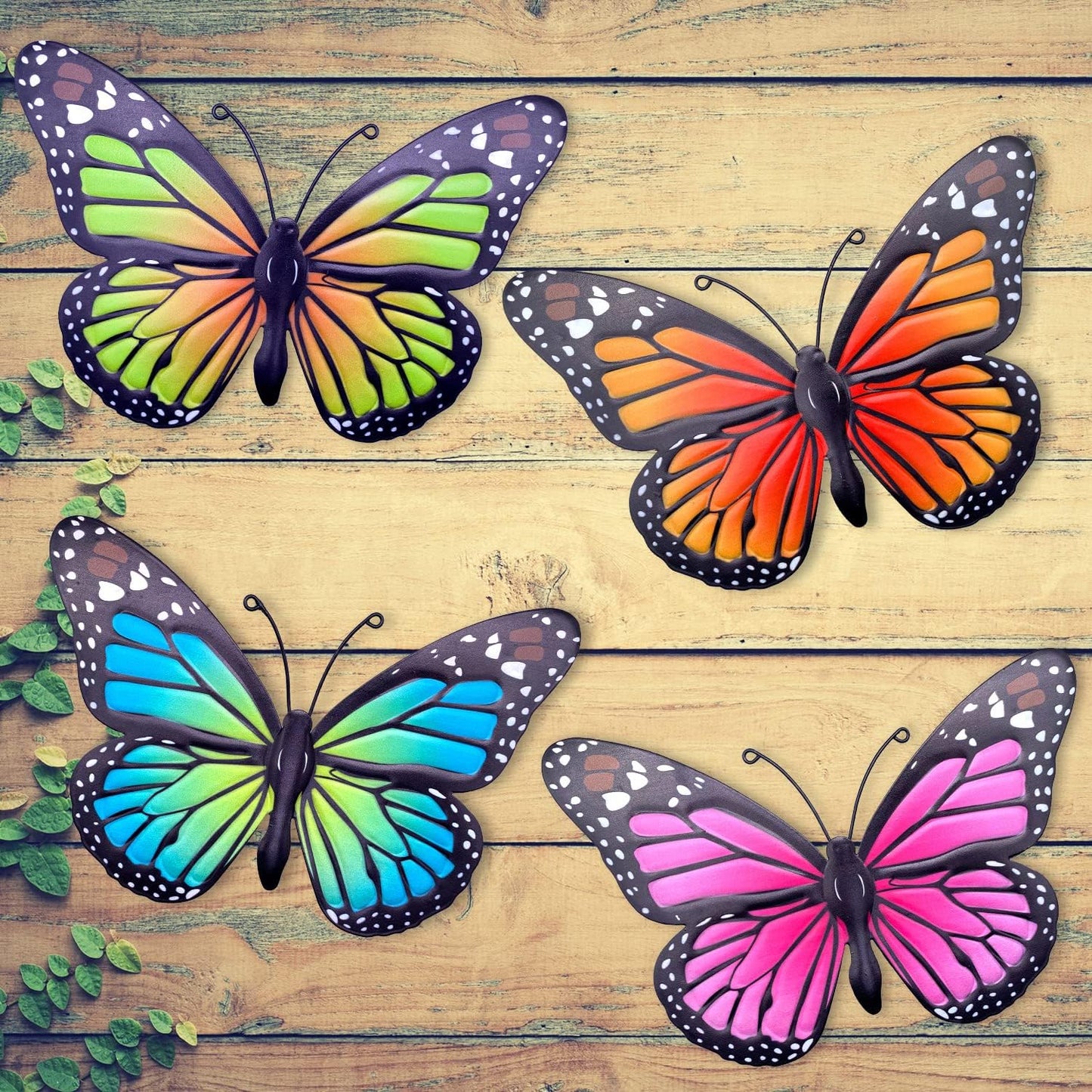 Metal Butterfly Wall Art Outdoor Decor - 4 Pack 9.8in Butterflies Wall Sculpture Hanging Decor for Outdoor and Indoor, Balcony Yard Patio Fence Garden Decorations, Nice Gift for Mom Friend