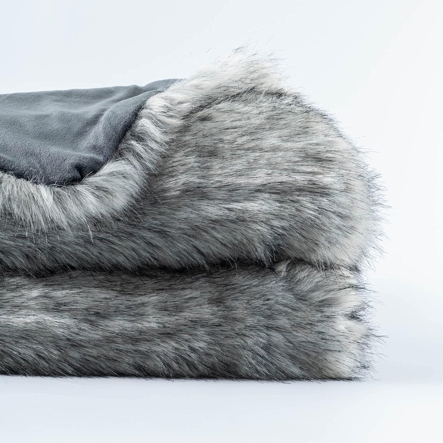 BATTILO HOME Silver Grey Faux Fur Throw Blanket for Couch, Bed, Fake Fur Blankets & Throws, Thick Warm Heavy Fluffy Fuzzy Elegant Furry Blanket Long Pile with Black Tips, 50"x60"