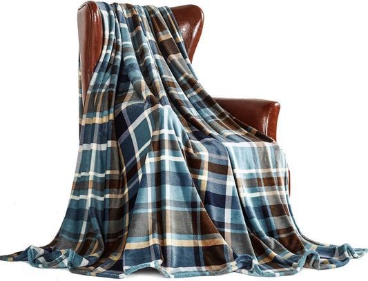 MERRYLIFE Throw Blanket Plaid Sherpa | Ultra-Plush Soft Colorful Oversized | Decorative Couch Travel Blanket | Queen Size(90" 90", Greenland)