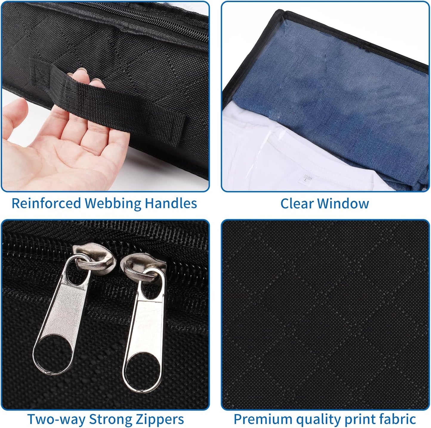 Fixwal Black Underbed Storage Bags with Clear Window and 2 Reinforced Handles Under Bed Storage Containers for Clothing, Bedding, Comforter (2 Pack)