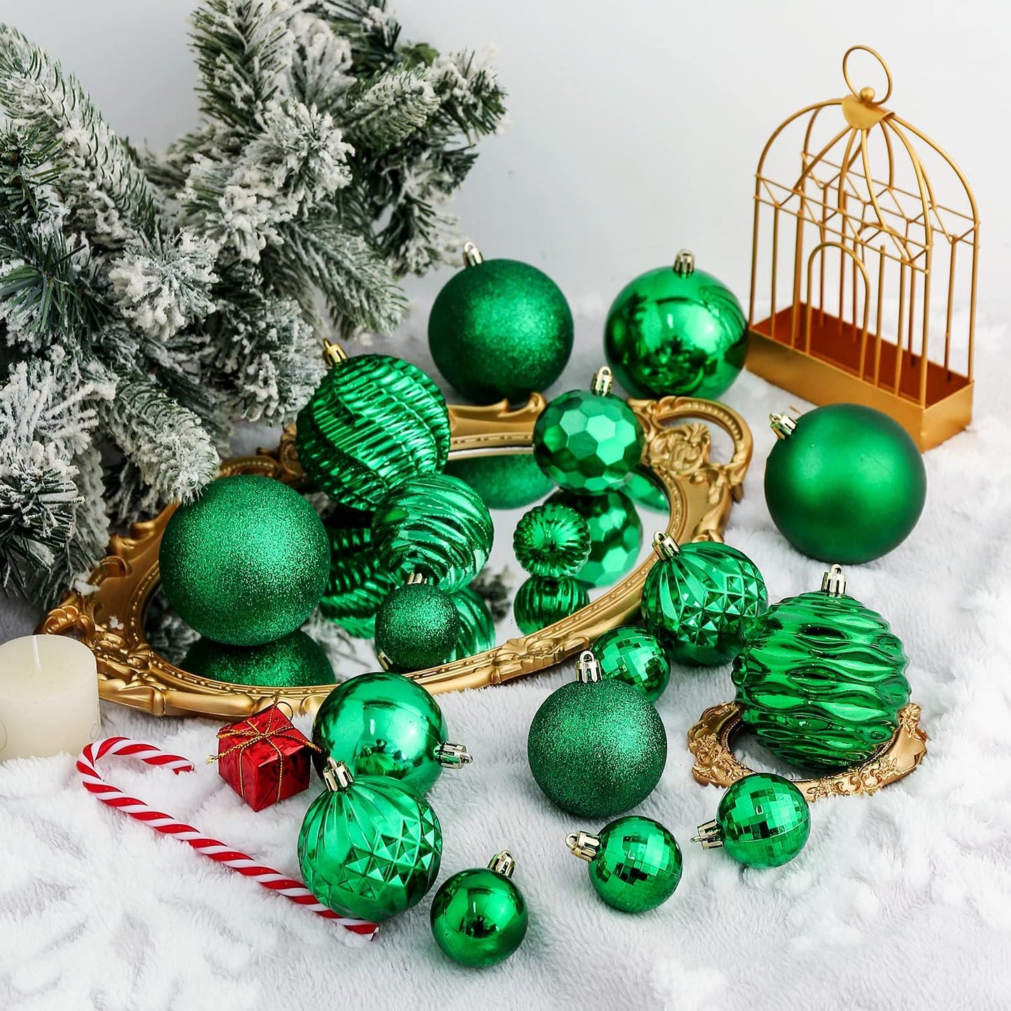XmasExp 16ct Christmas Balls Ornaments - Shatterproof Large Hanging Ball Decorative Xmas Balls for Holiday Wedding Party Xmas Tree Decoration(3.15"/80mm, Green)