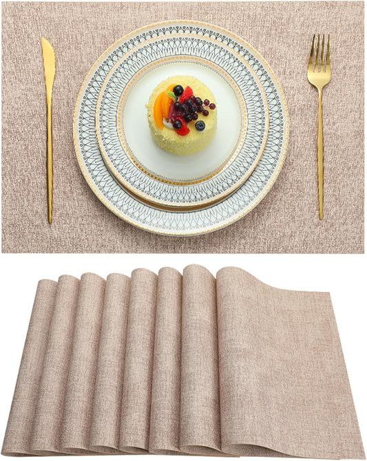 Placemats Set of 4 Washable Heat Resistant Place Mats PVC Woven Dining Table Mat Pink 4pcs