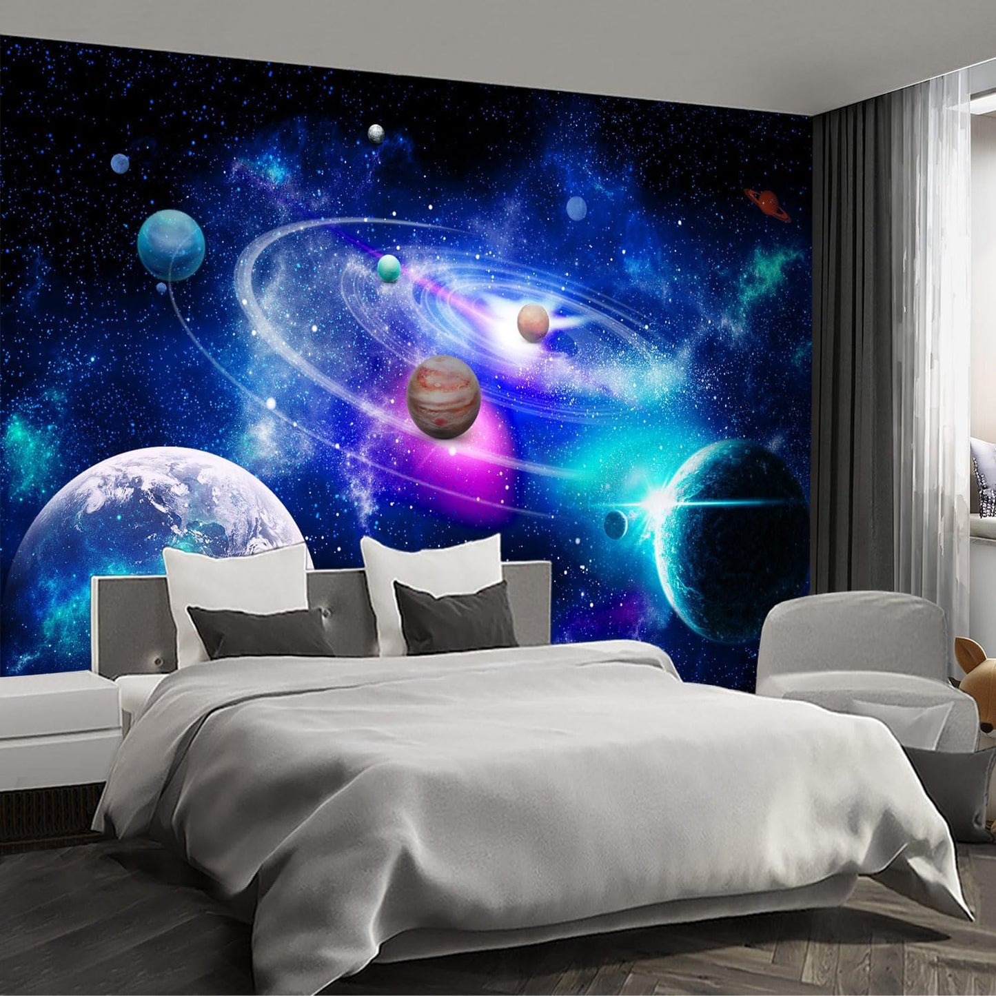Planet Wall murals Peel and Stick Galaxy Wallpaper for Bedroom Nursery Room - 58"x86"