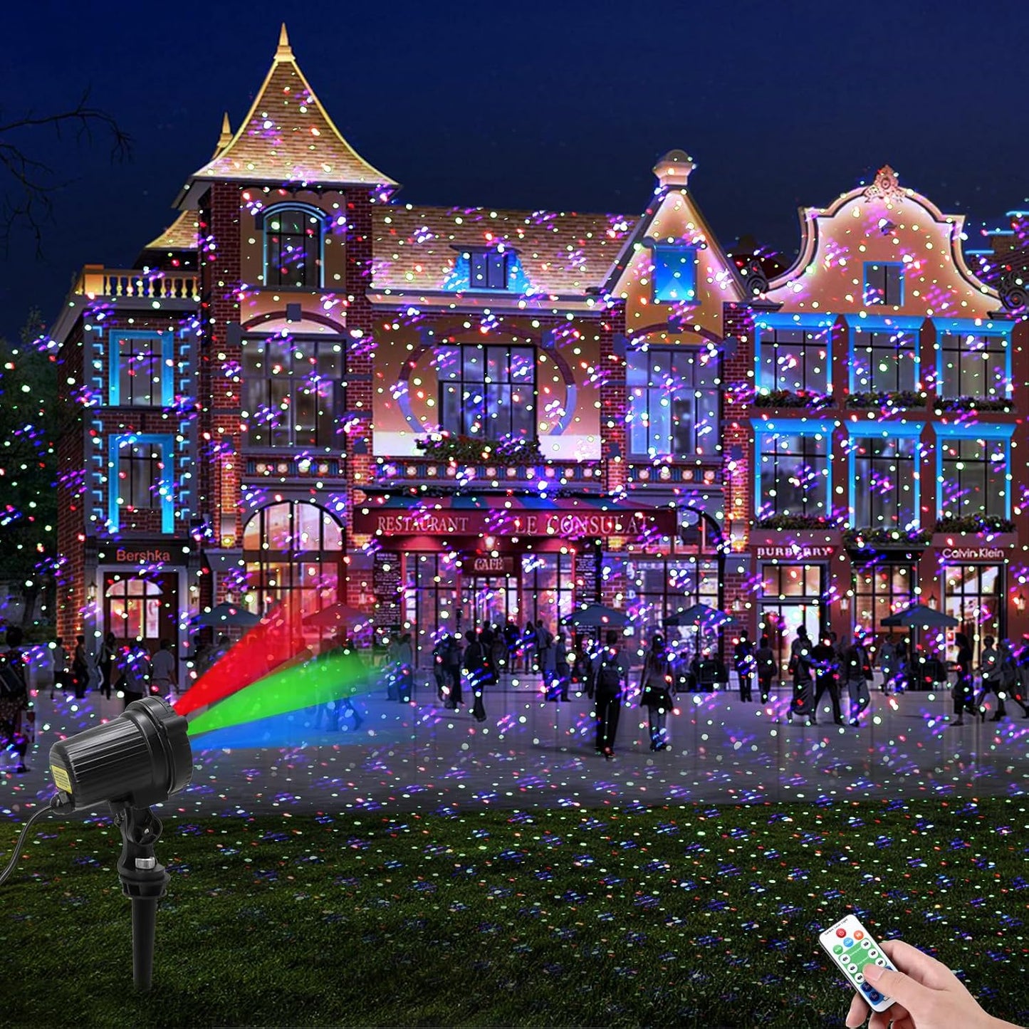 Christmas Laser Lights, Outdoor Garden Laser Lights Projector with Moving RGB Waterproof for Christmas Holiday