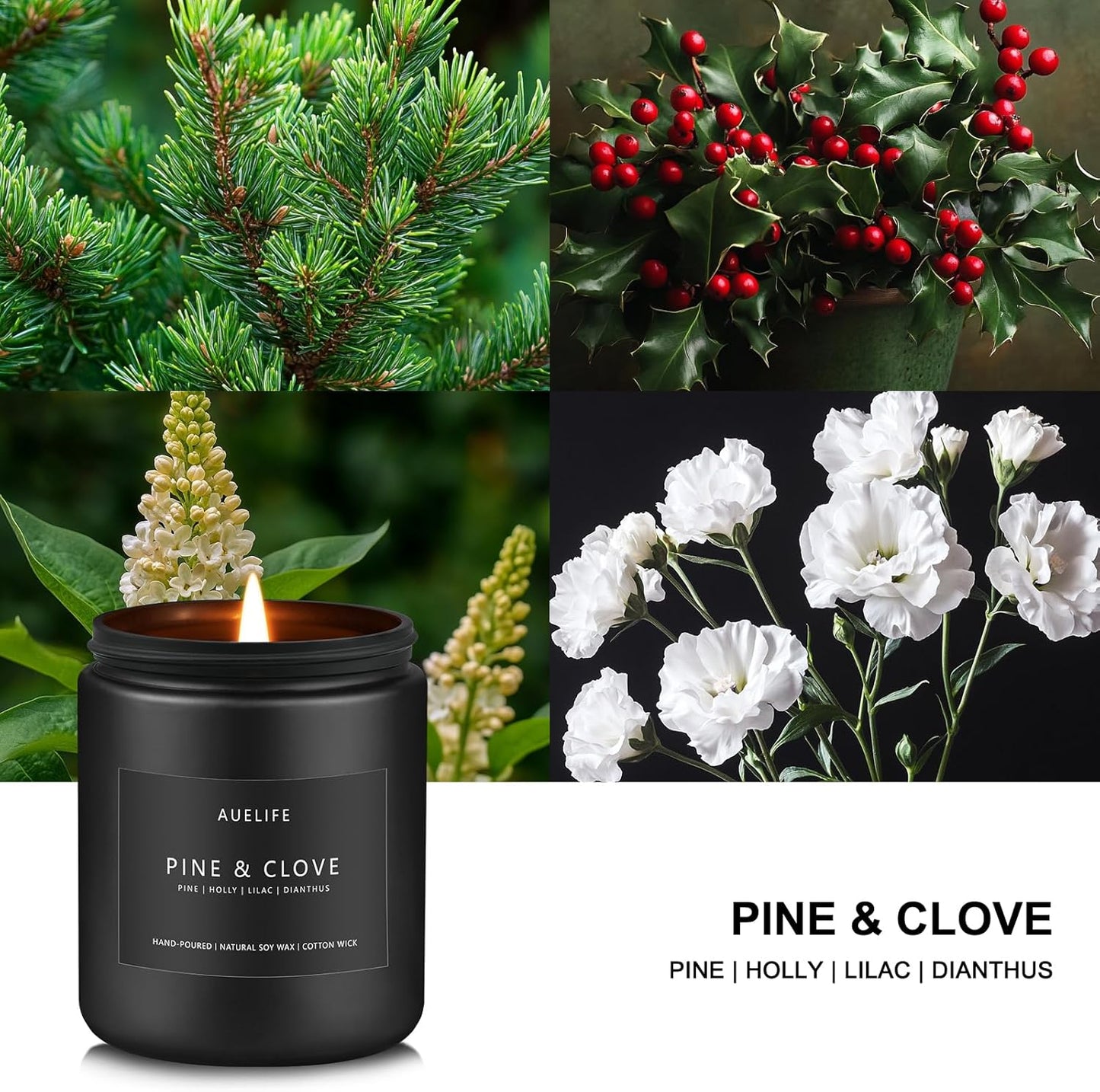 Pine & Clove Candle | Candles for Men - Masculine Candle, Soy Candles for Home Scented, Manly Scented for Home - Gifts for Men -7oz Black Jar