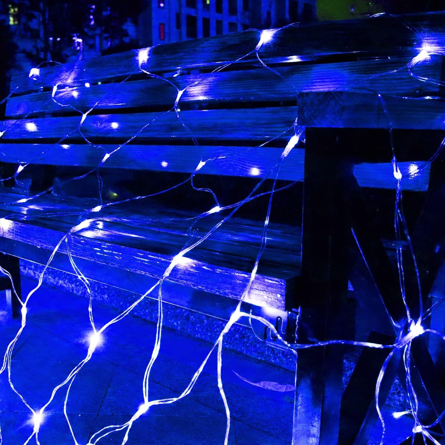 Solar Net Lights Outdoor Mesh Lights Blue, 200 LED Net Lights Christmas, Waterproof 19 Modes Timer Tree Wrap Lights for Fence, Garden, Yard, Bushes, Trunk, Halloween Decor-9.8ft x 6.6ft
