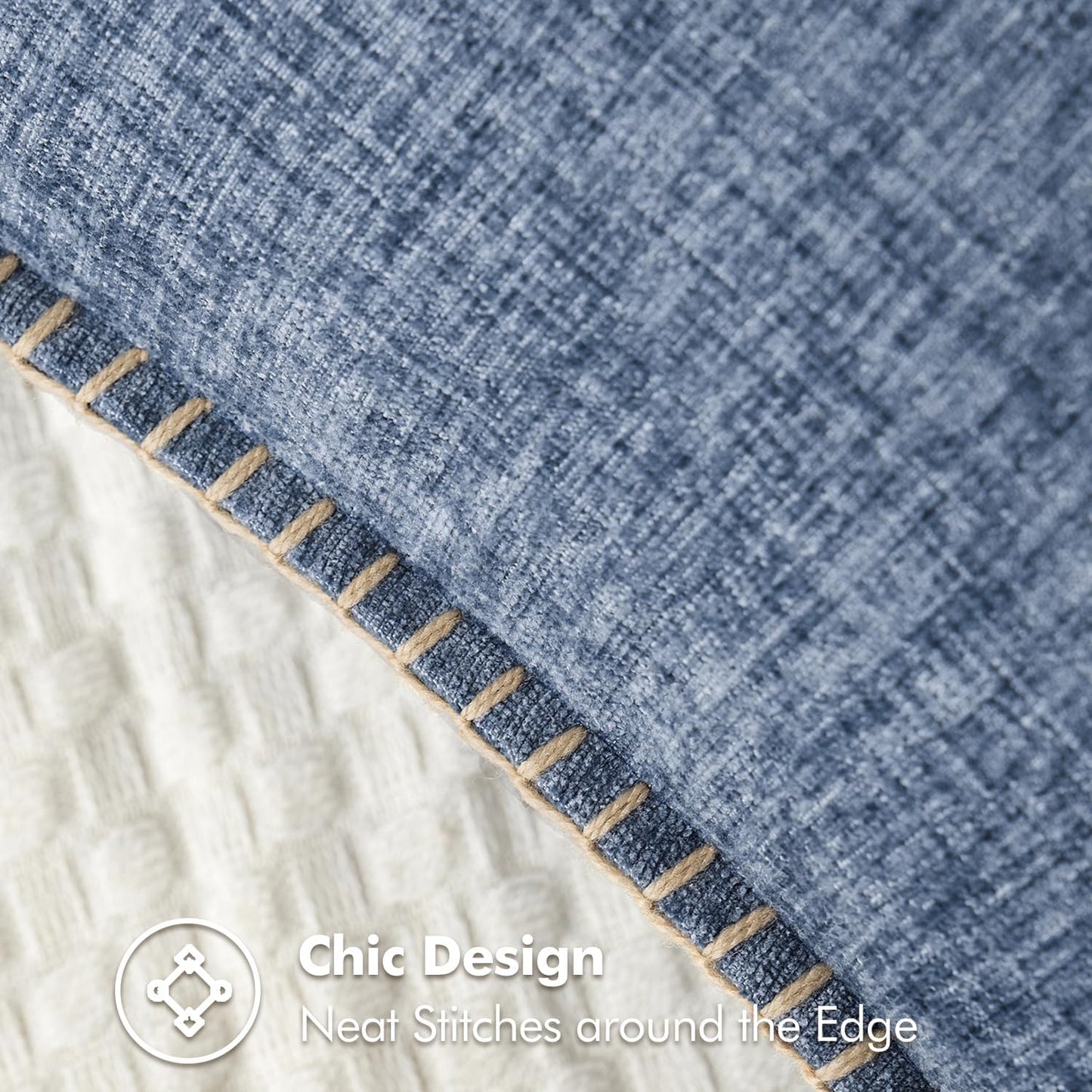 MIULEE Pack of 2 Couch Throw Pillow Covers 18x18 Inch Dark Grey Blue Farmhouse Decorative Pillow Covers with Stitched Edge Soft Chenille Solid Dyed Spring Pillow Covers for Sofa Bed Living Room