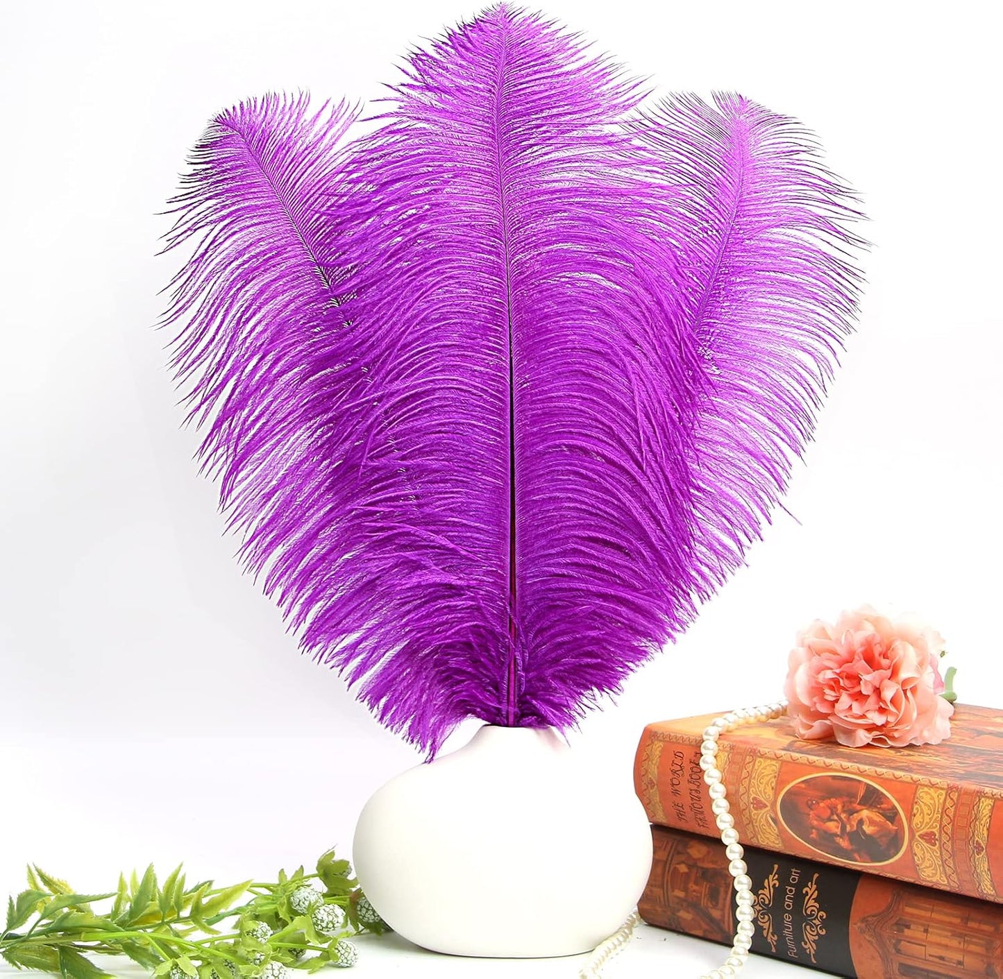 THARAHT Purple Ostrich Feathers 12pcs Large Natural Bulk 12-14Inch 30cm-35cm for Wedding Party Centerpieces Halloween and Decoration Feather