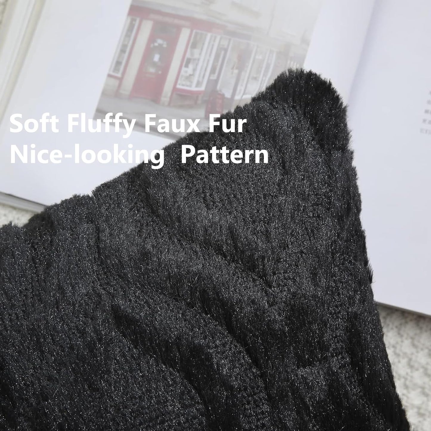 decorUhome Fall Throw Pillow Covers 12x20 Inch Set of 2, Soft Plush Decorative Faux Fur Black Solid Couch Pillow Covers, Accent Farmhouse Neutral Lumbar Euro Pillow Cases for Sofa Bed Living Room