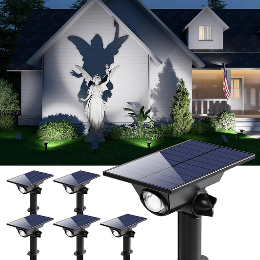 6 Pack Solar Power Spot Lights Outdoor Waterproof LED Dusk to Dawn Landscape Spotlight Lamp for Outside Yard, Tree, Flag, Plants, Garden, Statues, Outside, 3 Modes, 18 Hours Accent Ambient Lighting
