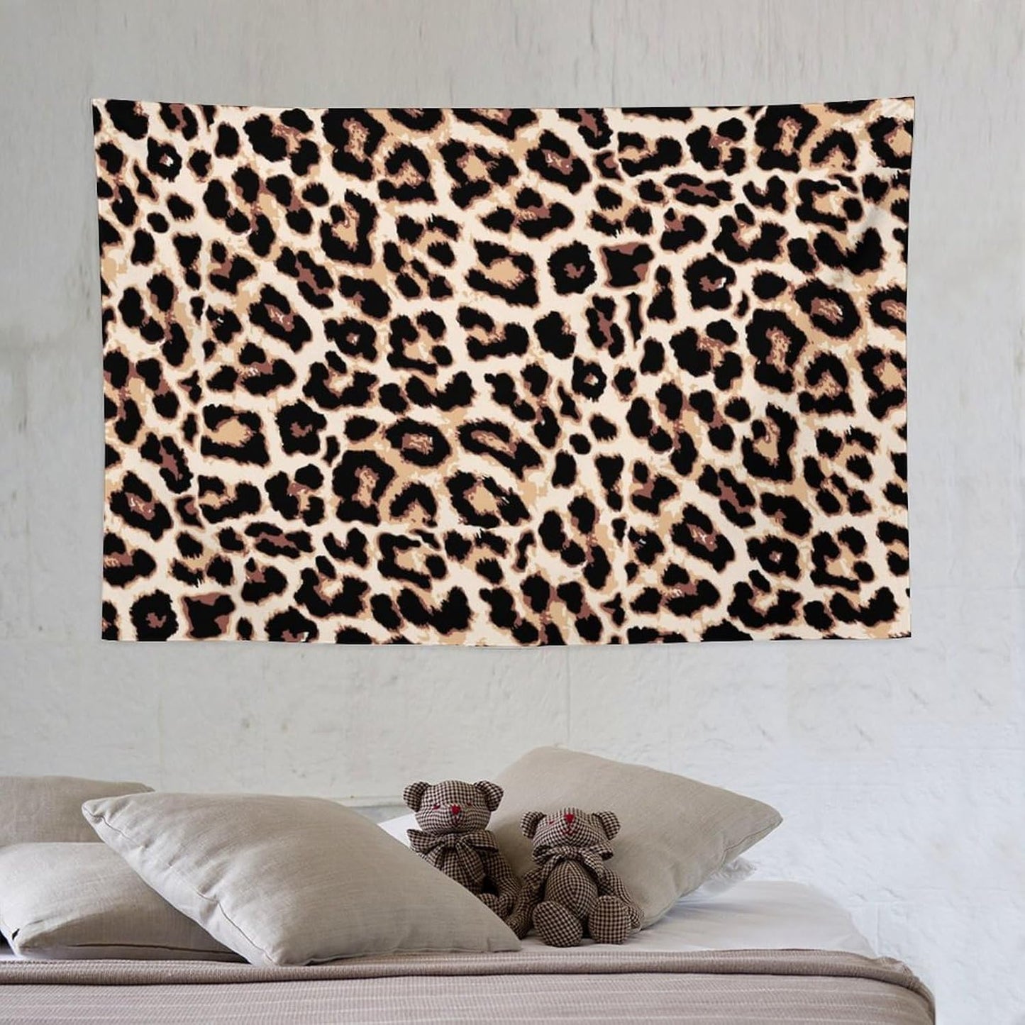 HZOHNAGO Leopard Print Tapestry Rustic Brown Leopard Wild Animal Printed Wall Tapestry Painting Wall Hanging for Bedroom Living Room Dorm 60" W x 40" H