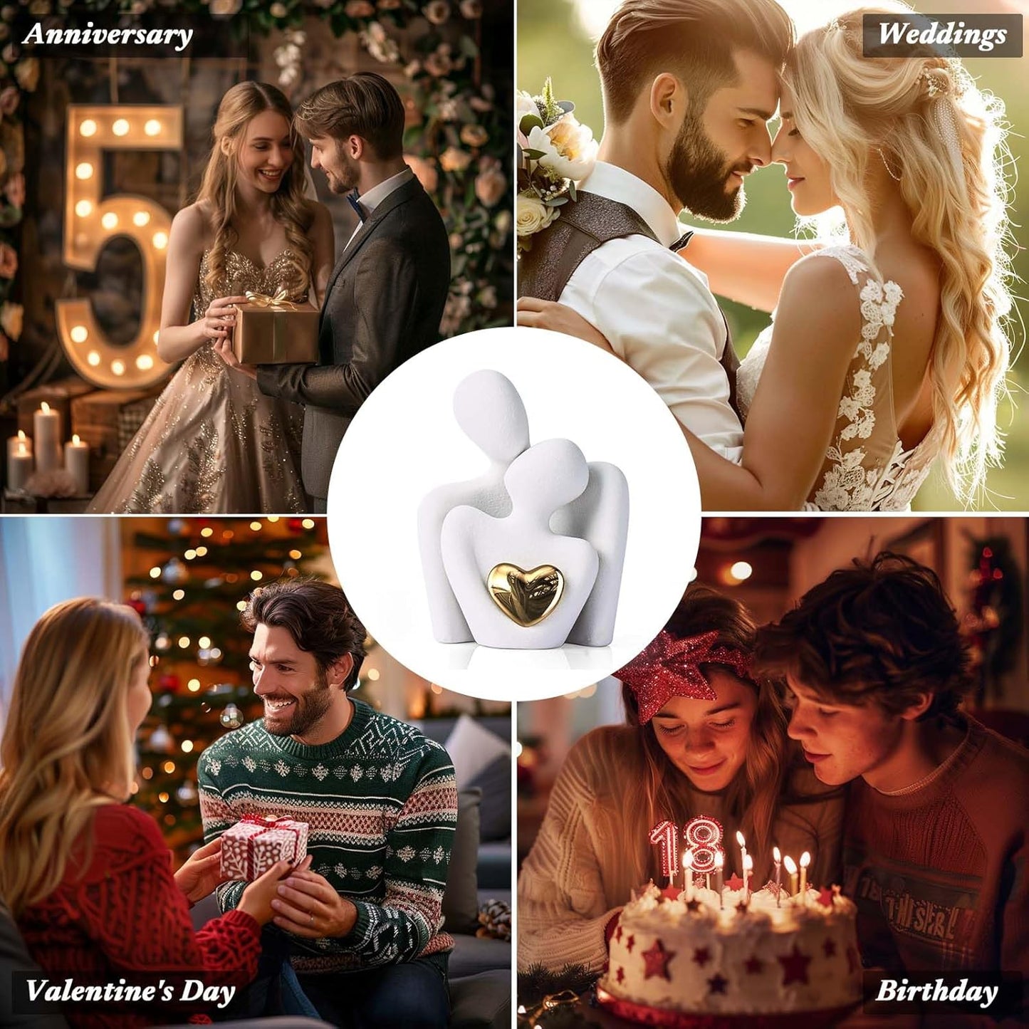 XMGZQ Mini Couple Statue Tv Stand Decor Items for Living Room Home Decor,Bedroom Decor for Couples Sculpture for Anniversary Wedding,Love Gifts for Couples 2025,Knick Knacks for Shelves