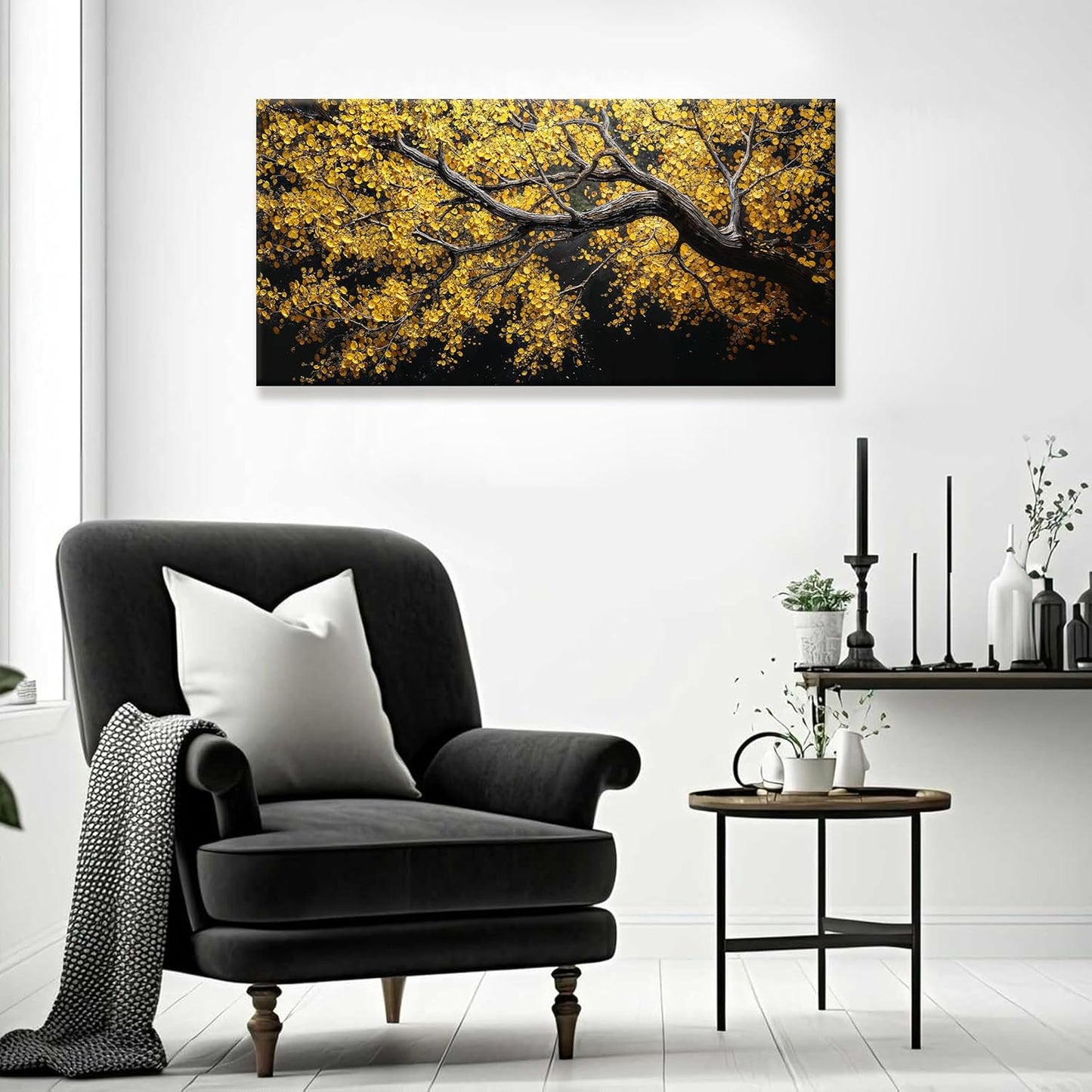 Canvas Wall Art Decor Painting Gold Tree Plants Abstract Wall Decor Botanical Modern Wall Art Print Paintings Decorations Artwork Pictures For Bedroom Living Room Home Office Artwork 20"×40"