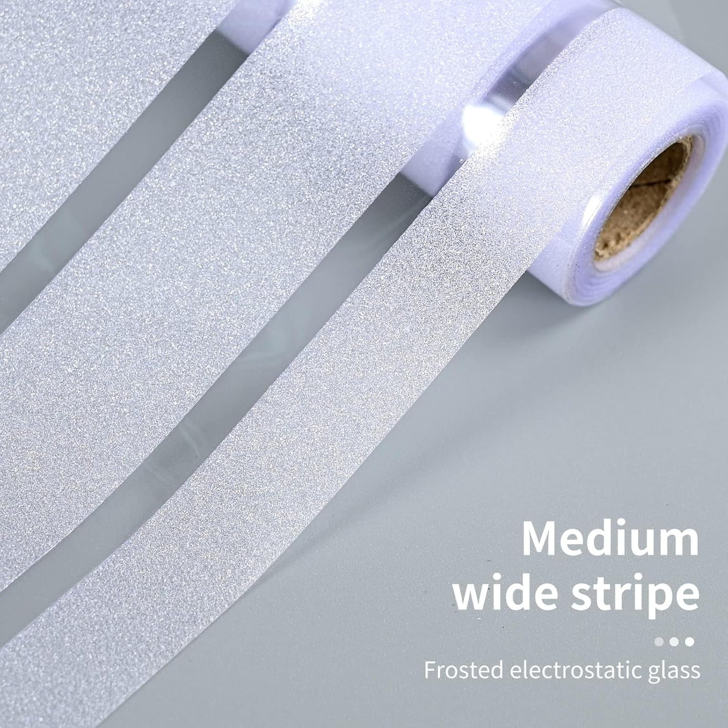 Window Privacy Film with Installation Tools,Stripe Window Film, Static Cling, Anti UV, Heat Control, Ideal for Home Shower Office Glass Door (Stripes Pattern, 45.2X157.4Inch)