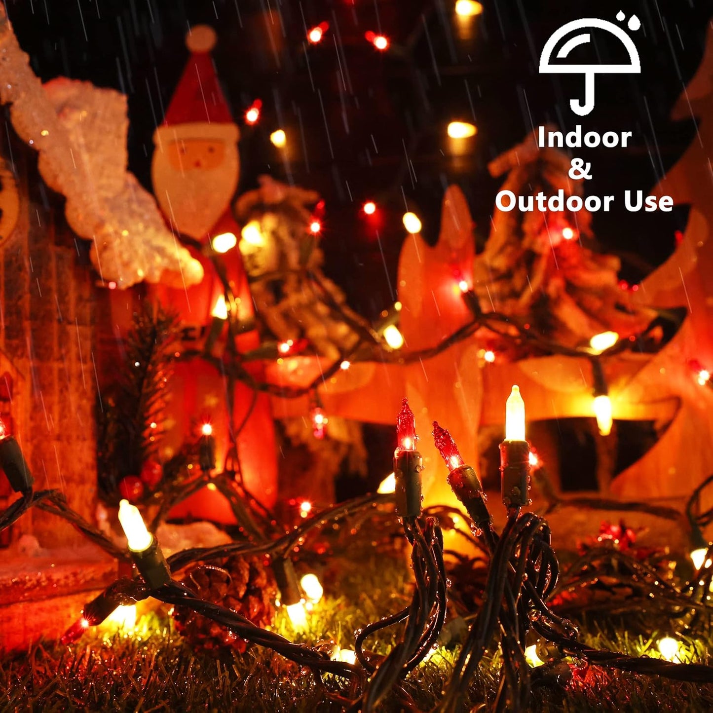 BrizLabs 300 Counts Red & White Christmas Lights, 69.6ft Mini Lights Connectable, UL Certified Incandescent Christmas String Lights Plug-in, Indoor Xmas Tree Lights for Outdoor Xmas Home Decor