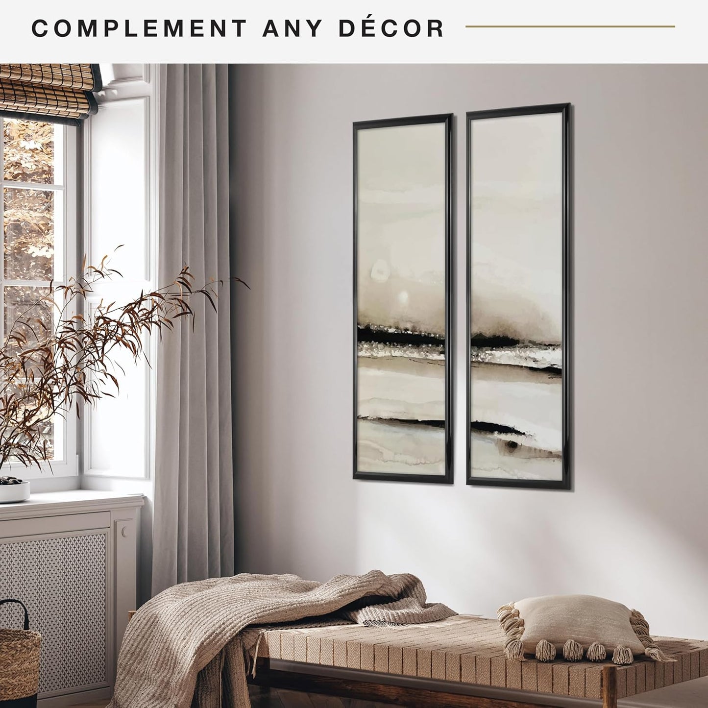 MCS Trendsetter 13.5x40 Poster Frame Black High-Gloss, Vertical & Horizontal Wall Hanging Large Picture Frame for Photos, Posters & Art Prints (2-Pack)