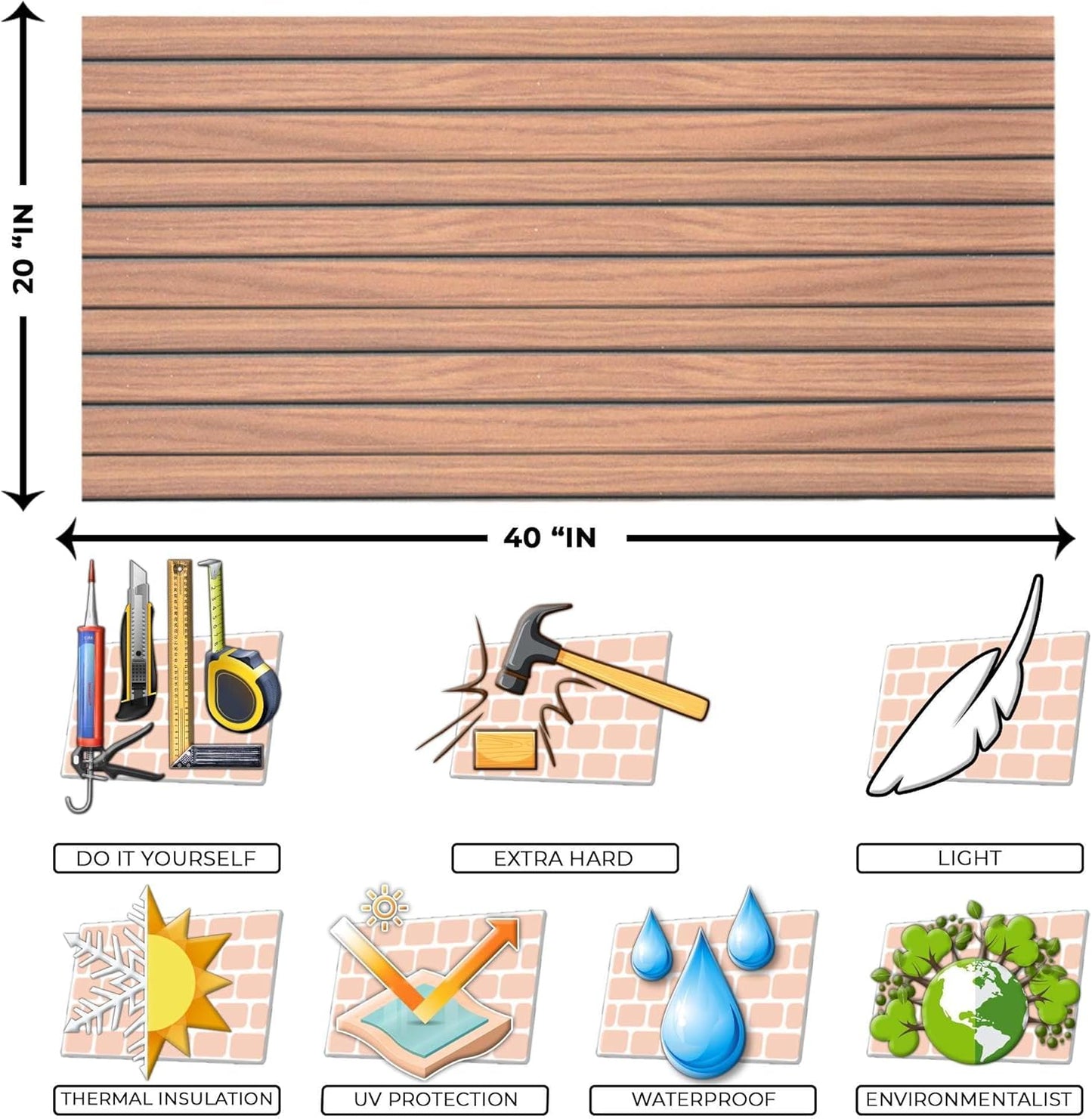 IZODEKOR 3D Wood Effect Wall Panels - Faux Wood Paneling for Living Room, Kitchen, Bathroom and More | Natural Wood Look | Easy Application | Land of Journey - Pack of 5, Covers 25 sq ft