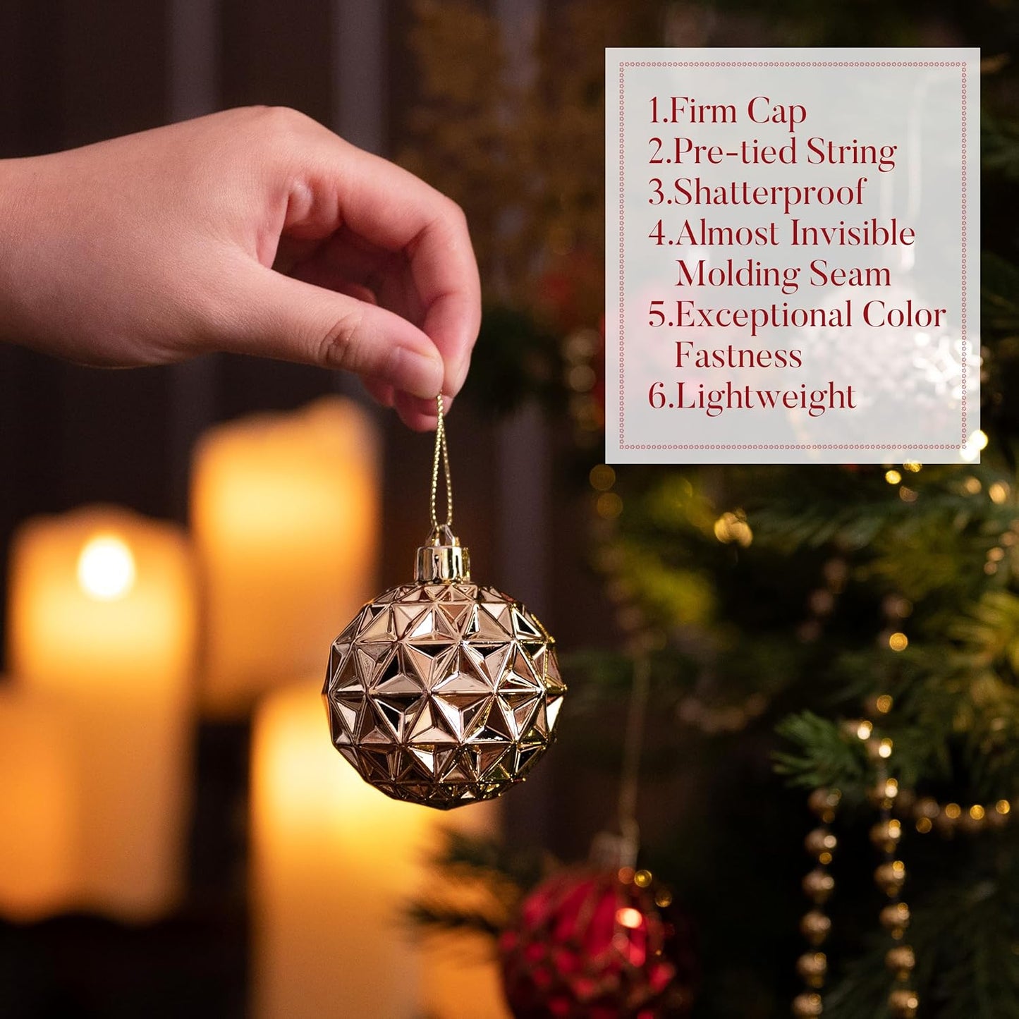 Valery Madelyn Christmas Tree Decorations Ornament Set for Fall Halloween, 50ct 2.36 Inches Light Gold Shatterproof Christmas Ball Ornaments Hanging Xmas Holiday Party Decor