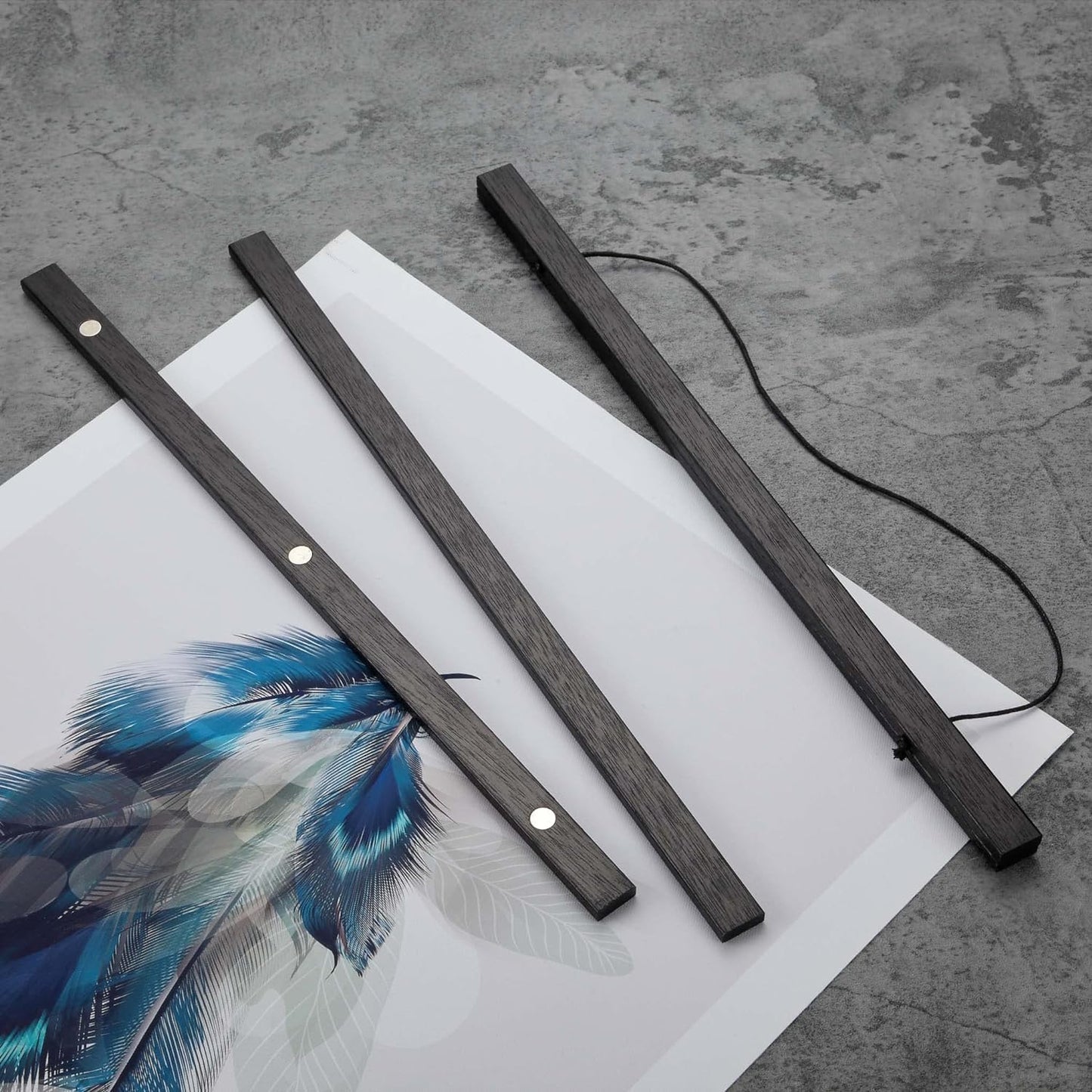 FALAMON Magnetic Poster Hanger Frame, 40x27 40x28 40x30 Teak Wood Magnet Poster Frame for Posters, Prints, Photos, Pictures, Maps, Scrolls, and Canvas Artwork(Black, 40")