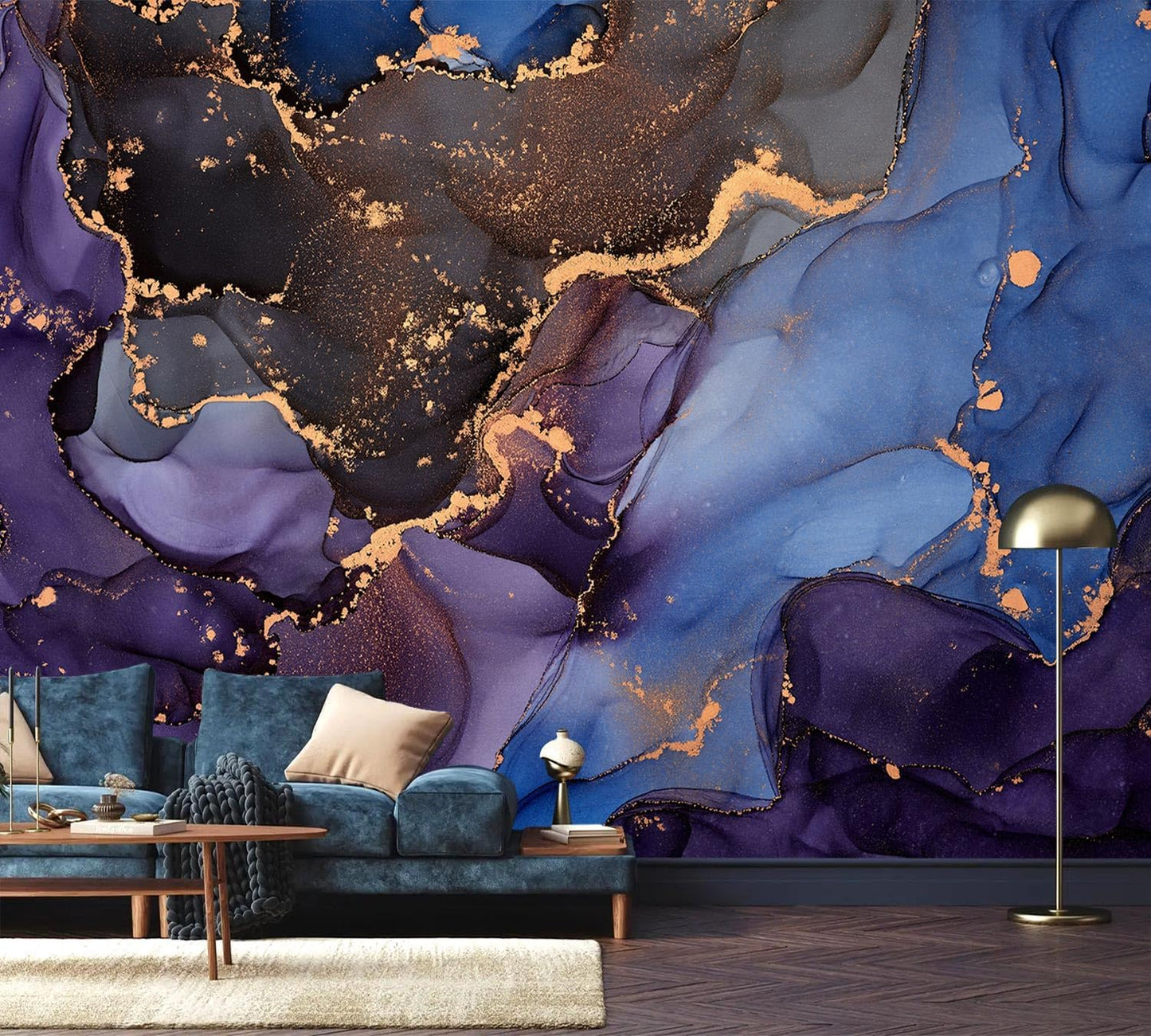 AFZEVEB-Abstract Art Purple Marble Wallpaper Wall murals for Bedroom 114"x74" (Not Peel and Stick)