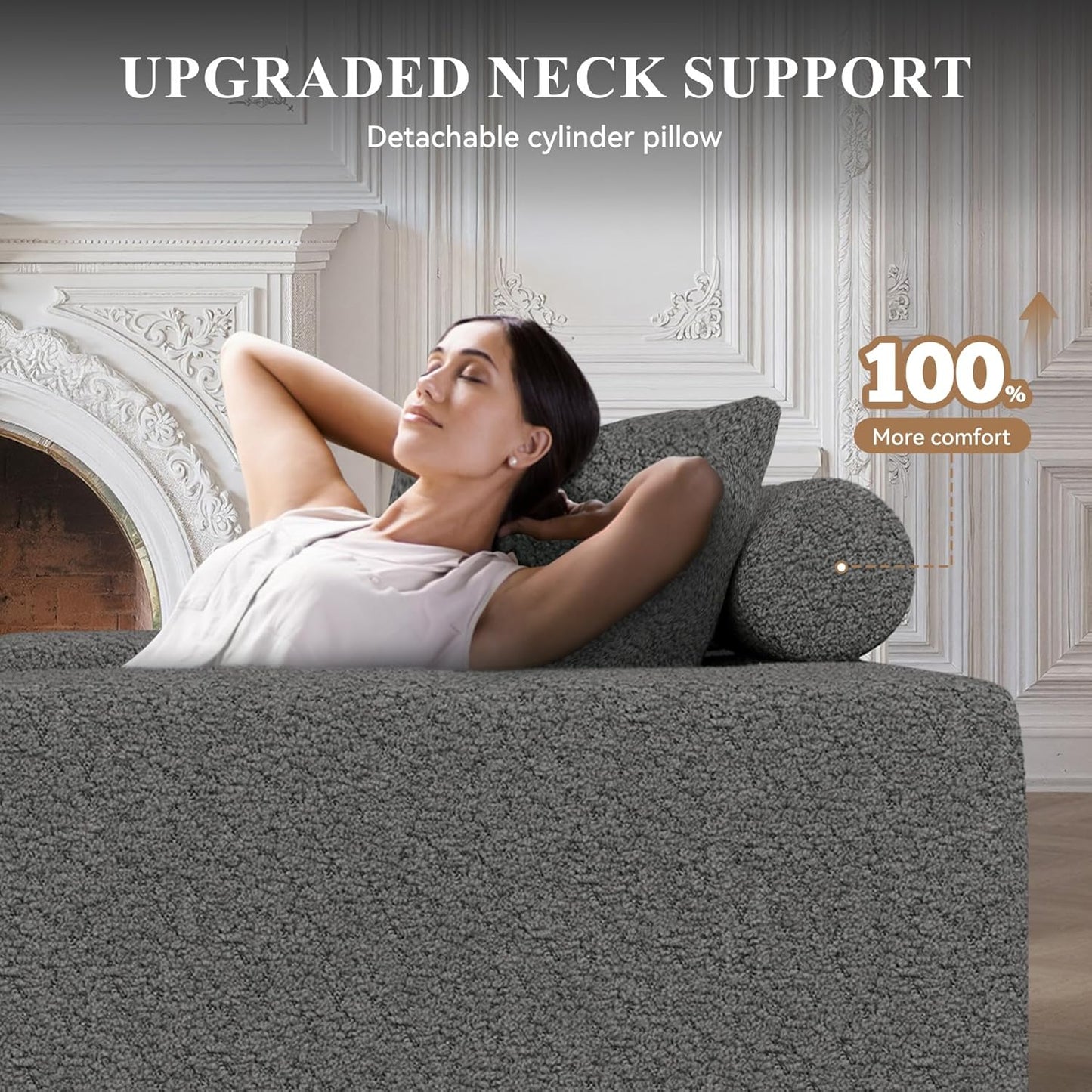 Modular Sectional Sofa with L-Shape Chaise,Cloud Sectional Modern Sleeper Couch with Deep Seat,Sponge Compression Sofas No Assembly Required(Gray-Corduroy Fabric) 1PCS