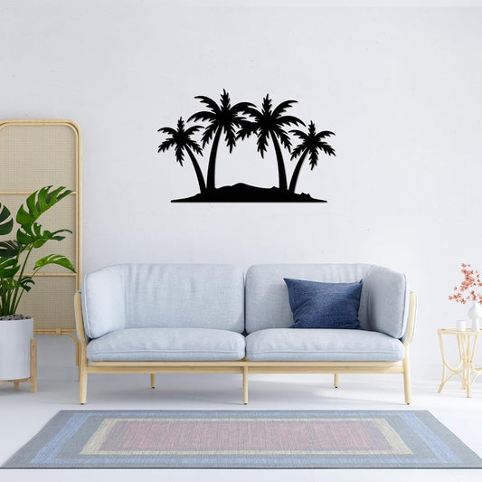 METALPLEX Palm Tree Metal Wall Art - Durable And Rust-free Indoor & Outdoor Aluminum Composite Wall Decor - Home Decor Wall Art For Living Room And Bedroom Decorations - Black (35"x23")