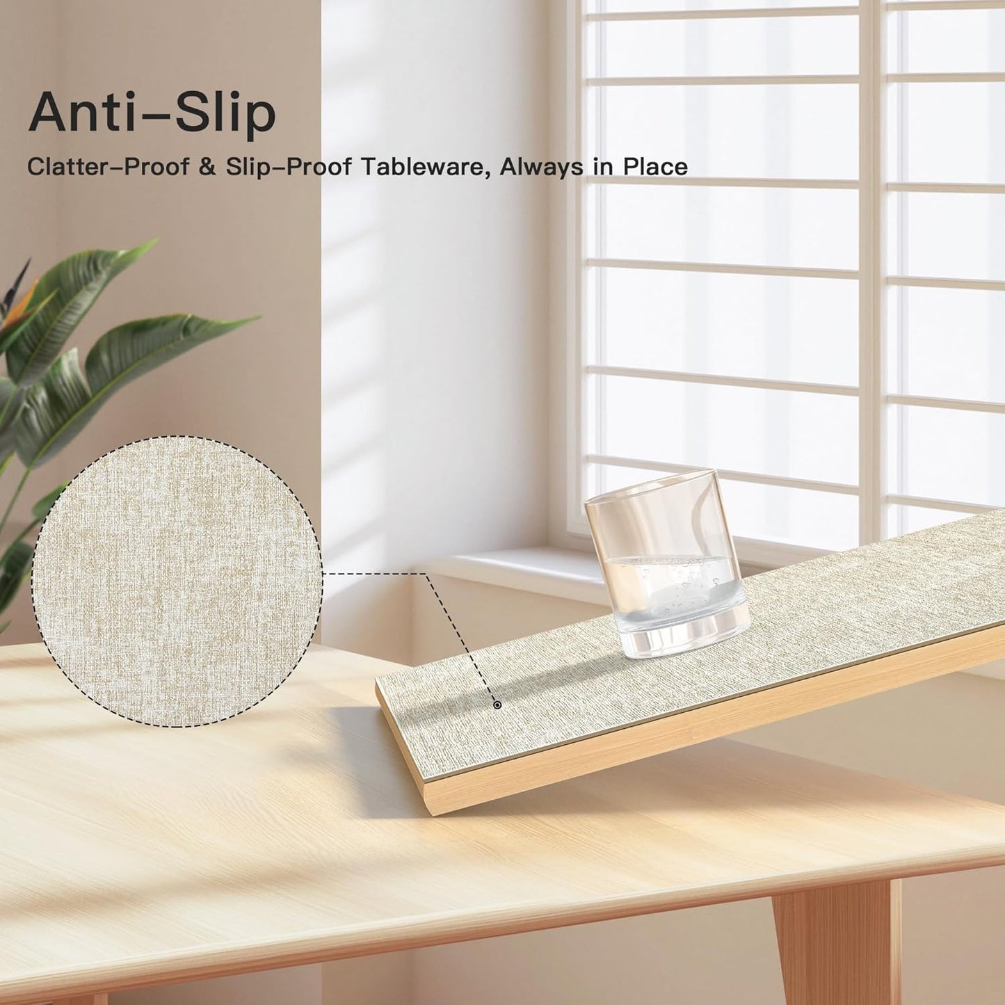 DOLOPL Placemats Set of 8, Reversible Wipeable & Heat Resistant Place Mats, Modern Faux Leather Table Mats for Kitchen, Neutral Waterproof Tablemats for Dining Table Decor, Wedding, Party(Beige)