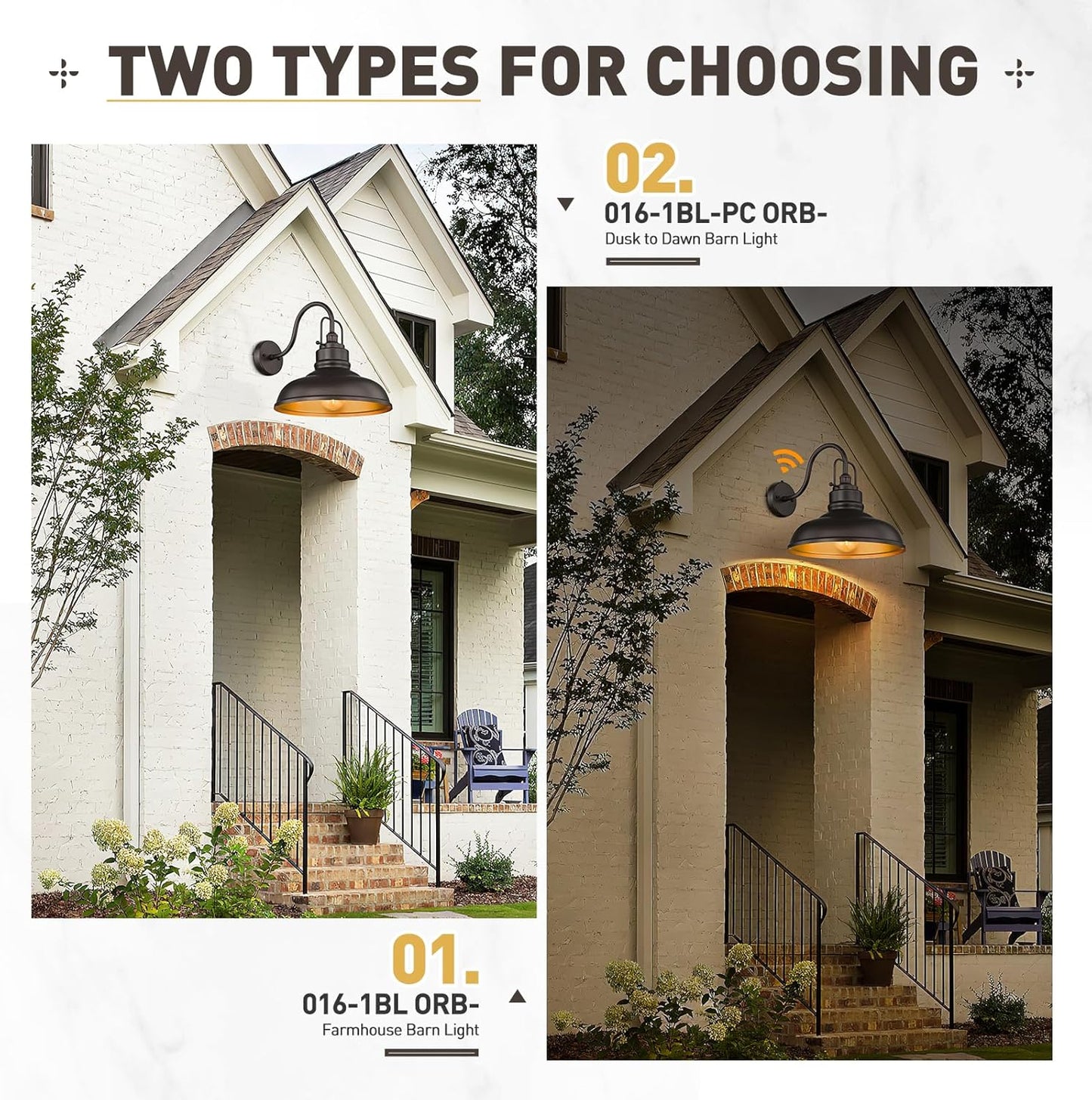 zeyu 18 Inch Vintage Gooseneck Wall Light Fixture, Outdoor Dusk to Dawn Barn Light, Farmhouse Wall Sconce Light for Garden Garage, Oil Rubbed Bronze Finish, 016-1BL-PC ORB