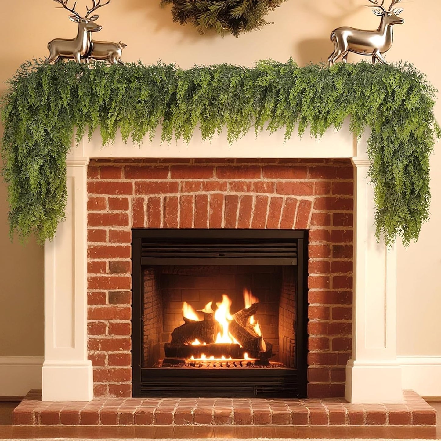 Real Touch Cedar Garland - Artificial Christmas Garlands Faux Green Cedar Fake Pine Needles Garland for Fireplace,Table, Stairs, Mantle, Window,Indoor Outdoor,Home,Holiday Decor(1 PCS,6 FT)