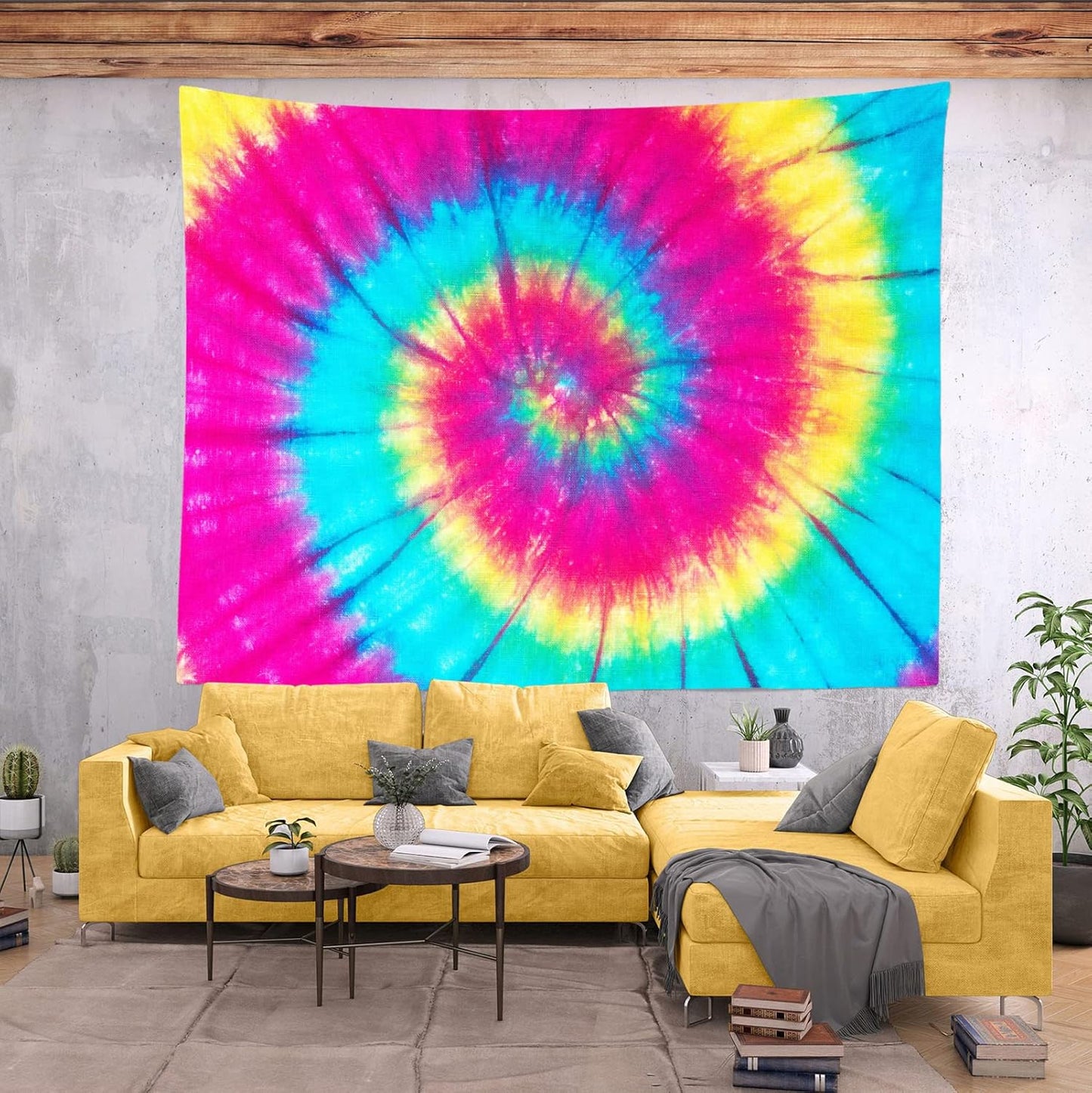 BELECO Tie Dye Tapestry Fabric Wall Hanging 106x70 Inch Groovy Sign Rainbow Tapestry Backdrop Colorful Spiral Tie Dye Party Decorations Tie Dye Art Tapestries for Bedroom Living Room Dorm Decor