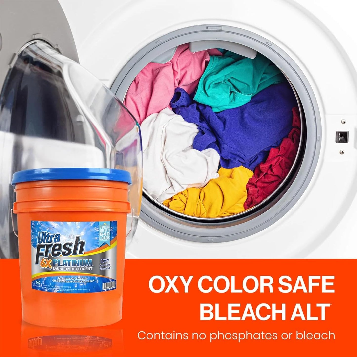 Ultra Fresh Liquid Laundry Detergent, 6X Platinum, 5 Gal, OXY Color Safe Bleach Alt™ - Household Cleaning Supplies and Accessories for Clothing and Fabric Items