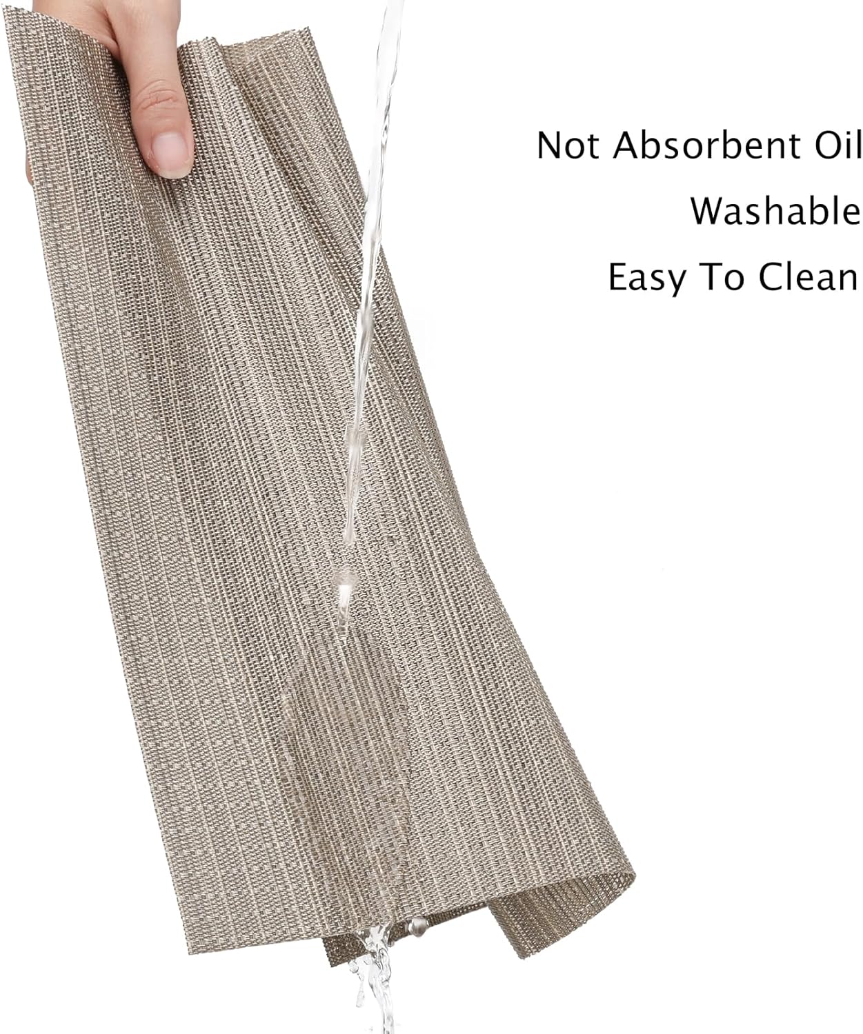 Myir JUN Placemats Set of 6, Vinyl Woven Placemats Place Mats Indoor Washable Table Mats Non-Slip Place mats for Dining Table (Golden Silver, Set of 6)