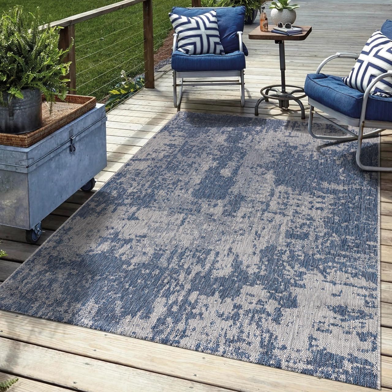 Keen Home Design Terrace Outdoor Area Rug - 12x15 Washable Indoor/Outdoor Rug for Patio, Kitchen, Balcony, Beach, Garden, Deck and Porch, Size: 12'x15'