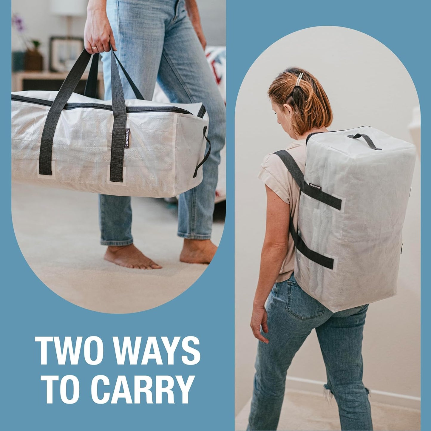 CleverMade Under Bed Storage Bag - Collapsible Storage for Shoes and Clothes Easy Use - Heavy Duty Utility Bag Home