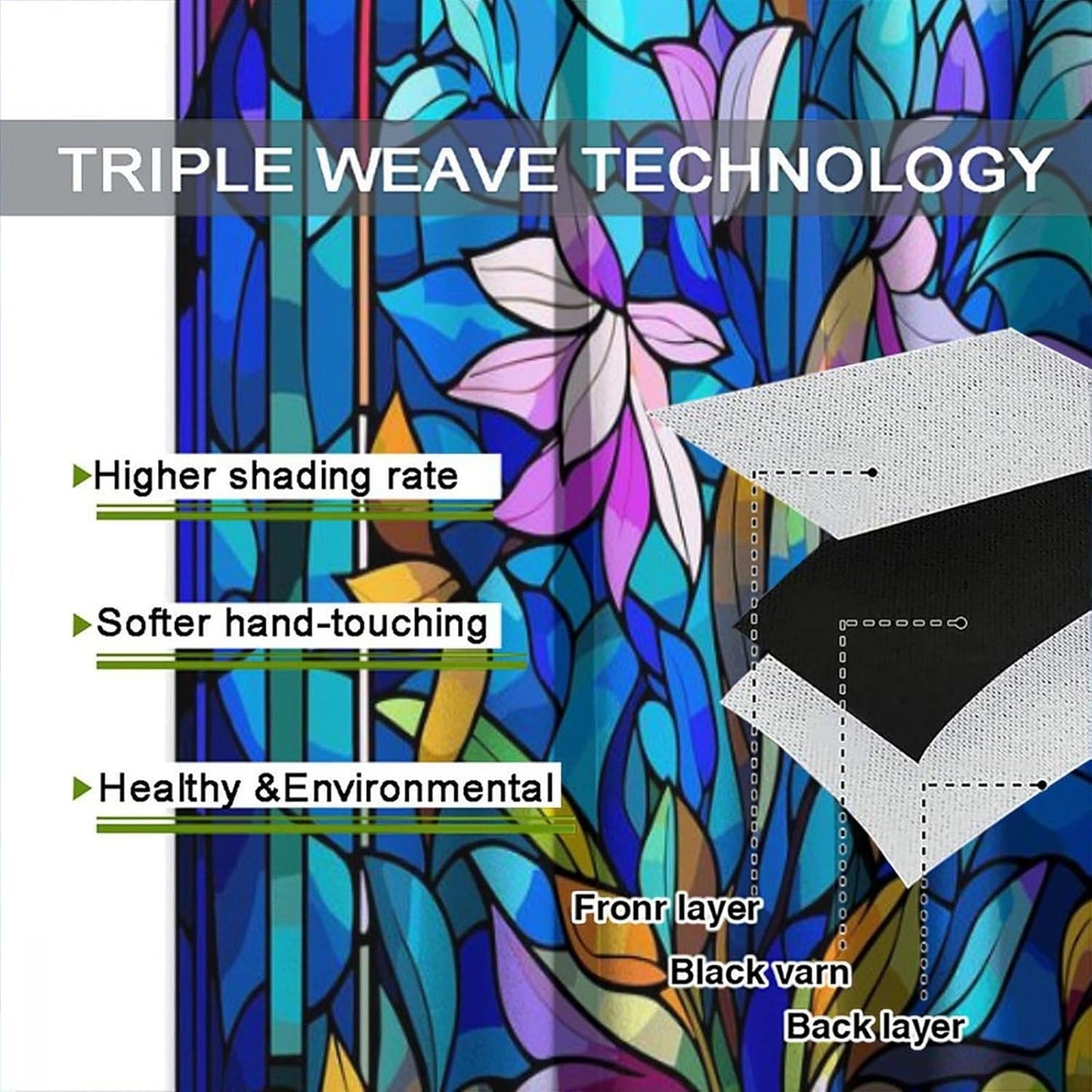 Stained Glass Curtains,Abstract Colorful Floral Geometric Art Home Decor Drapes for Bedroom Living Room Kitchen Window Treatment 2 Panels Set Total Size 42" W X 63" L Inch