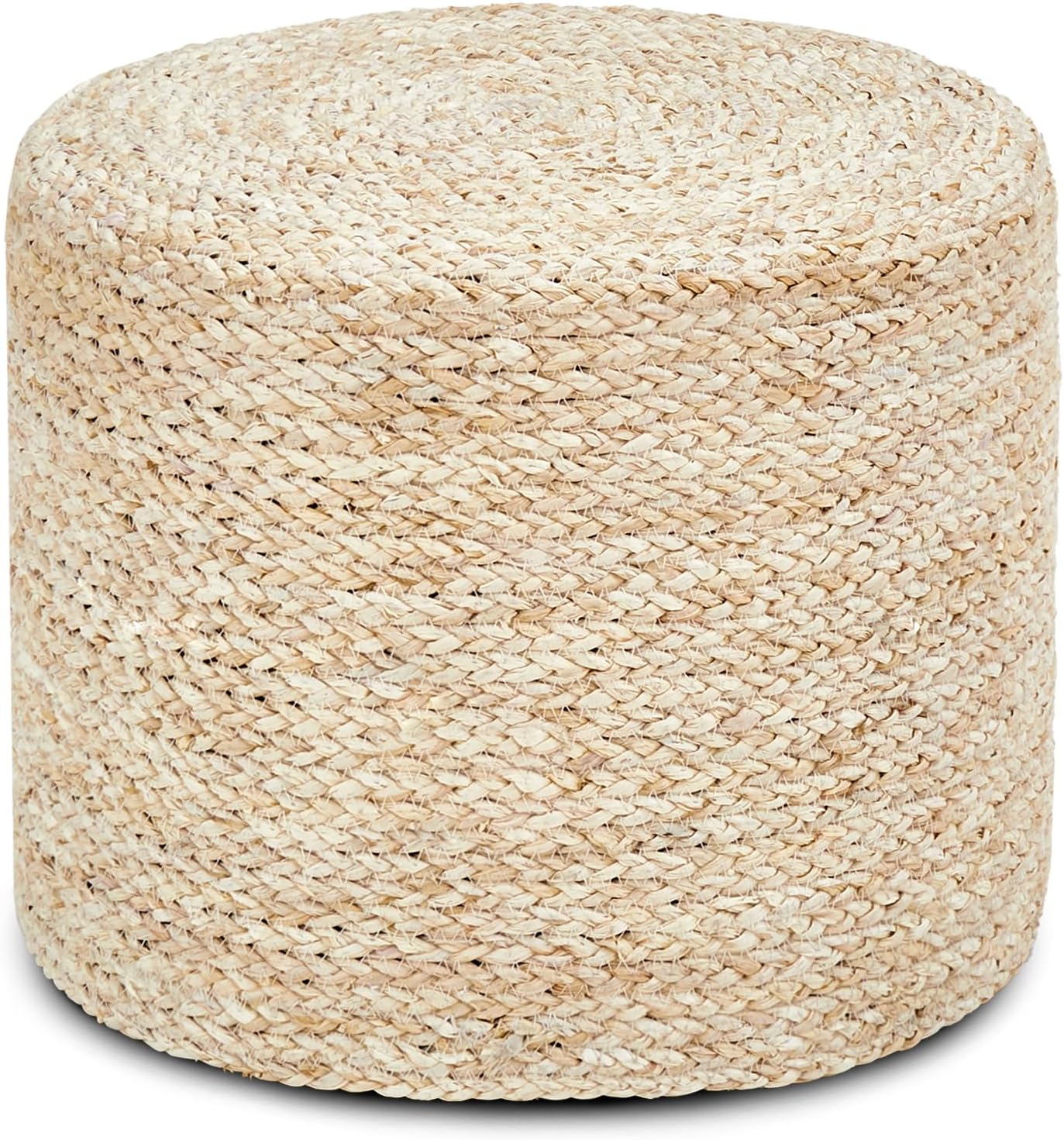 Wimarsbon 18'' Ottoman Pouf, Natural Braided Poof, Rustic Handweave Lounge Pouffe, Boho Footrest Stool for Bedroom, Accent Table or Seat for Living Room (Natural Corn Husk)