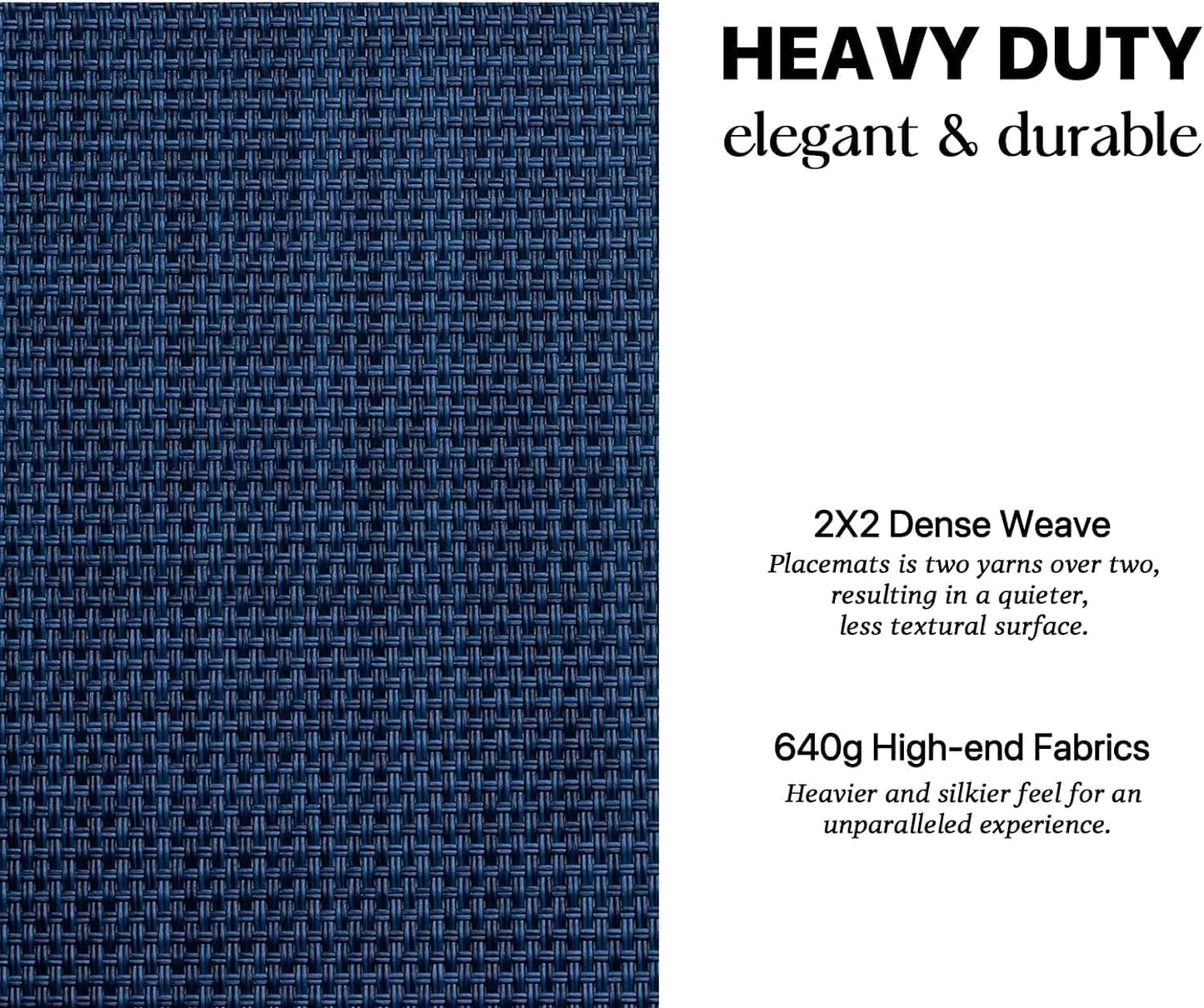 LEXMORE PlaceMats Set of 12 Vinyl/Plastic Woven Place Mats for Kitchen Table Indoor/Outdoor Washable PlaceMats Wipeable Dining Table Mats(Navy Blue)