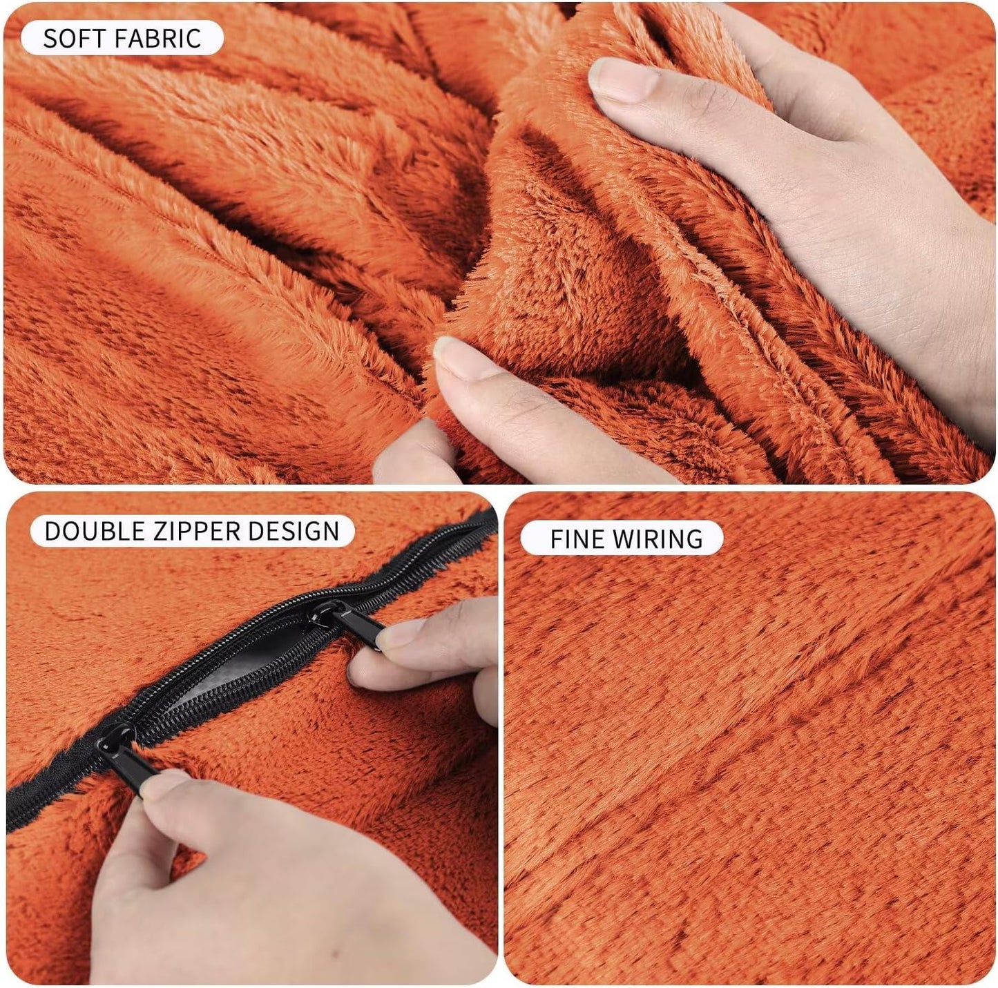 Bean Bag Chair for Adults 5FT,Soft Removable Cover for Teens/Girls Bedroom,Fluffy Giant Round Floor Beanbag Lounger Chairs (No Filler,Orange)