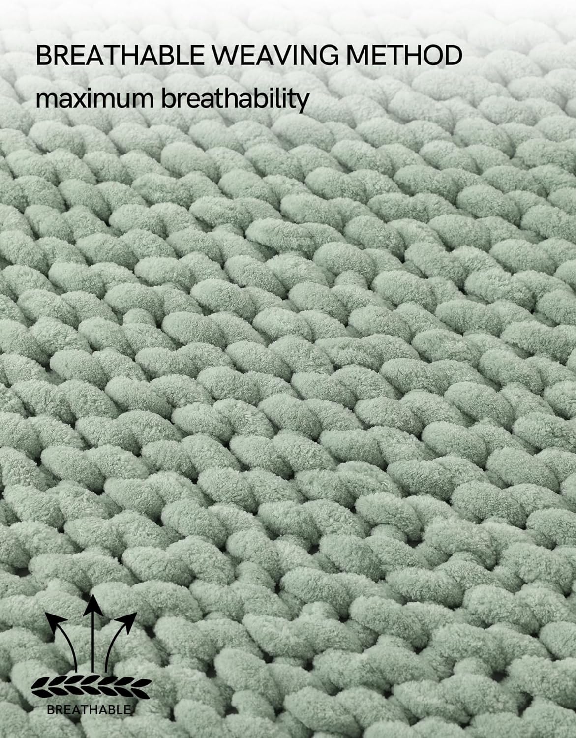 YnM Chunky Throw Blanket, Medium-Weight, Hand Knitted with Chenille Yarn, Skin Friendly, Ventilated and Breathable, Machine Washable, Home Décor Piece for Couch, Sofa and Bed (Sage Green, 30x40 Inch)