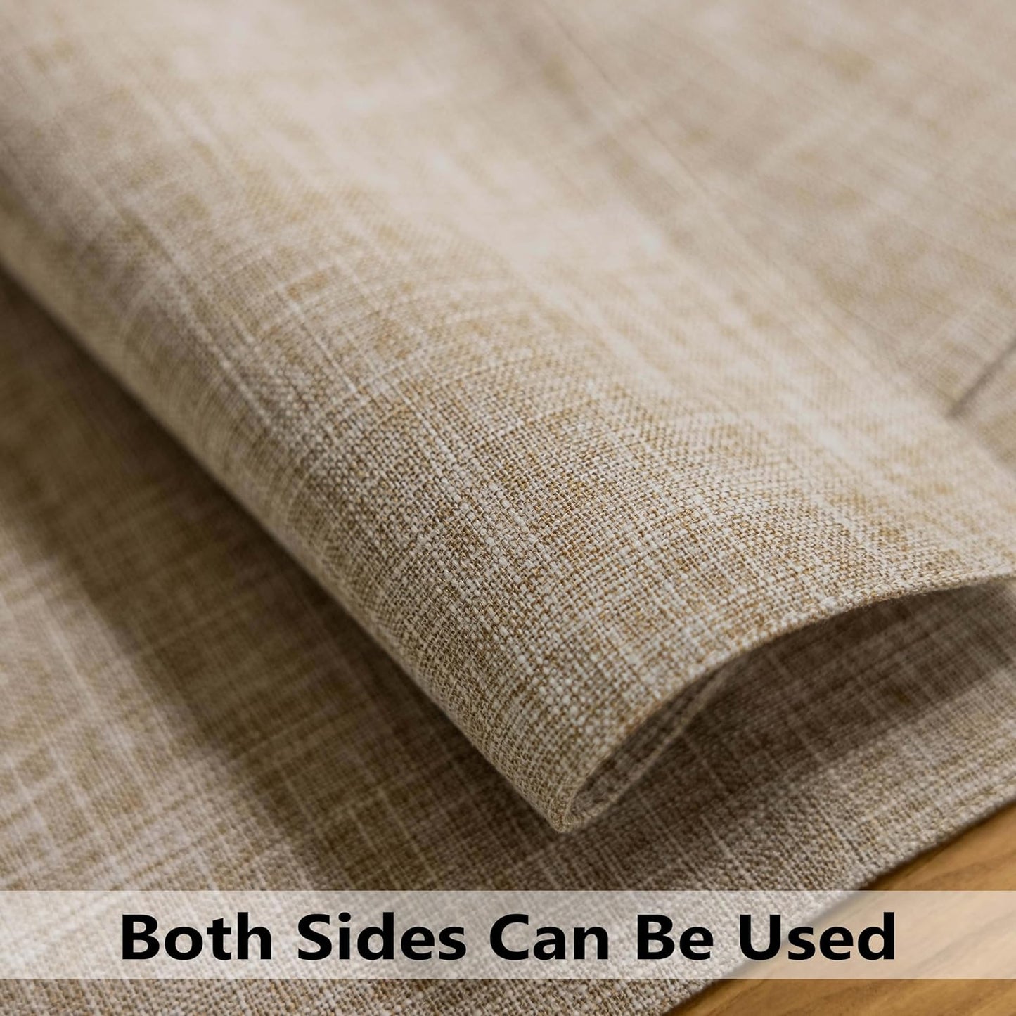 Demetex Burlap Place Mats Set of 6 Heat Resistant Linen Placemats Decorative Wipeable Fabric Table Mats for Dining Kitchen Tables, Burlap