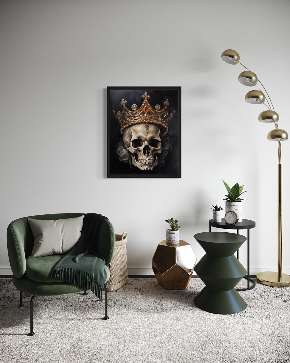 Skull Queen Poster Art Print, Halloween Scary Vintage Wall Art Academia Spooky Painting Decoration for Horror Prints, Gothic Posters Bedroom Decor 89 (Skull Queen, 11 x 14 inches, Unframed)