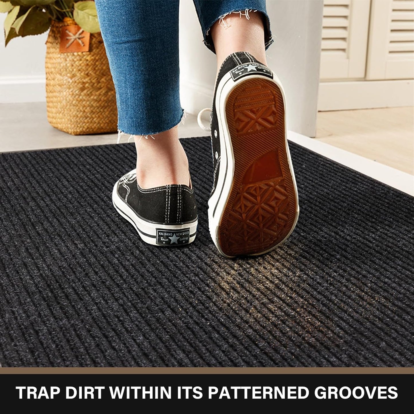 Large Front Door Mat, 72" x 48" Durable Front Doormat, Heavy Duty Large Welcome Door Matt for Home Entrance, No Slip Rubber Low Profile Door Mats for High Traffic Area