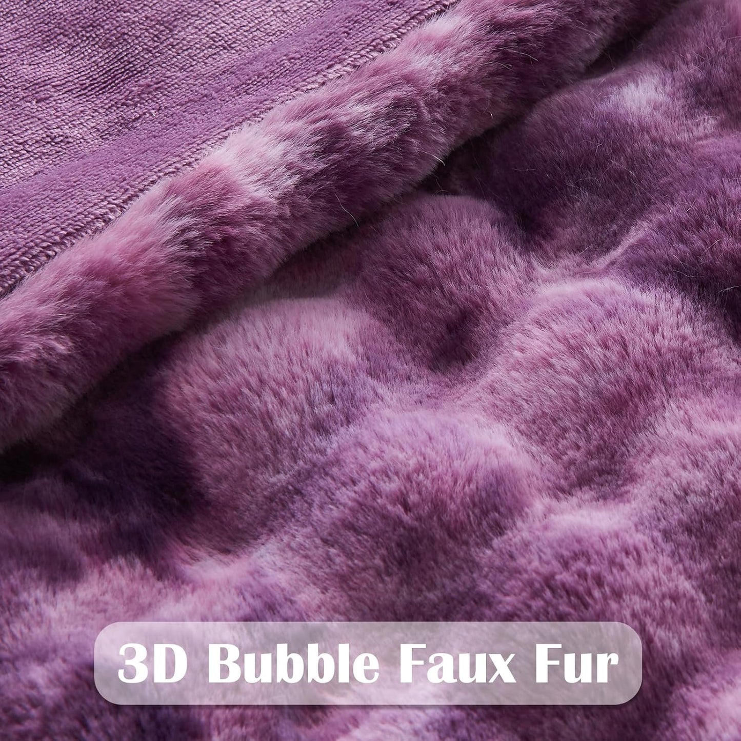 NEWCOSPLAY Faux Fur Throw Blanket Tie-dye Violet Purple Luxury Fluffy Thick Warm Bubble Blanket for Couch Sofa Bed 700GSM (Tie-dye Violet Purple, Throw(50"x60"))