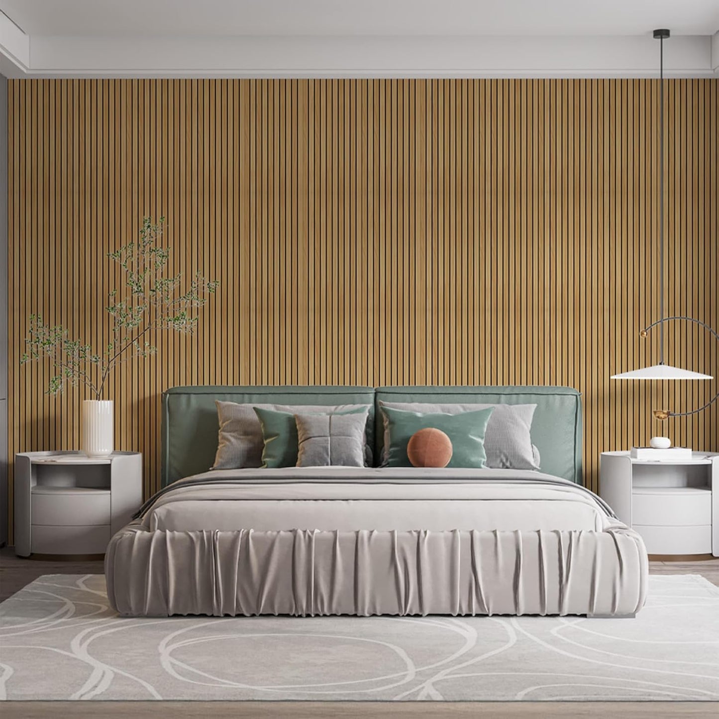 IZODEKOR 3D Wood Effect Styrofoam Wall Panels - Faux Wood Look Wall Panels for Living Room - Fake Acoustic Wood Slat Wall Panels - Pack of 10, Covers 50 sq ft.