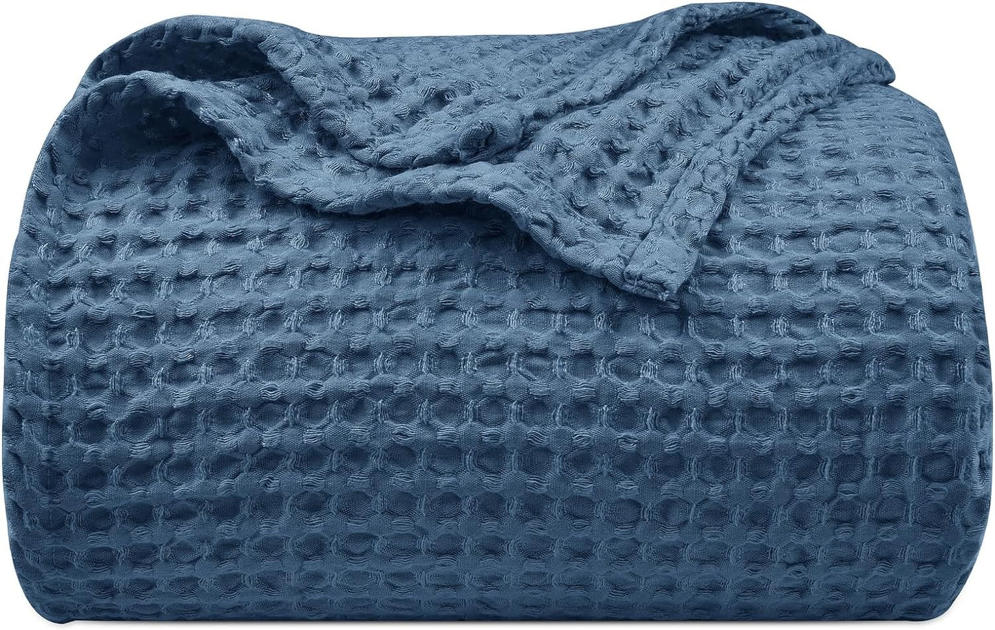 PHF Ultra Soft Waffle Weave Blanket Twin Size 66"x 90"- Washed Lightweight Breathablee Cozy Woven Blanket - Great for Couch Bed Sofa Home Car - Navy Blue