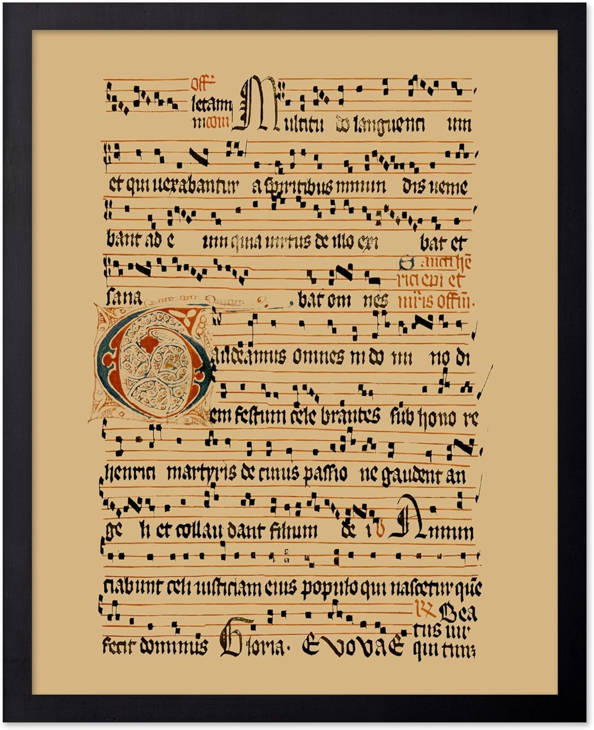 Poster Master Vintage Hymnal Poster - Retro Music Print - Gift for Artist, Friend - Graduale Aboense, Gregorian Chant Manuscript, Score - Wall Decor for Living Room, Bedroom, 16x20 Black Framed